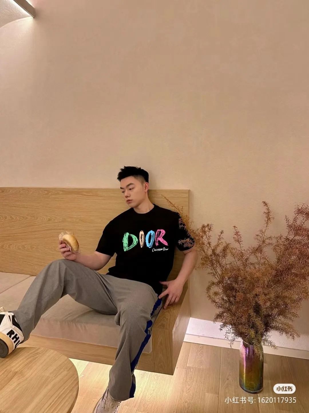 Dior 彩色Logo黑色短袖T恤 街头休閒款