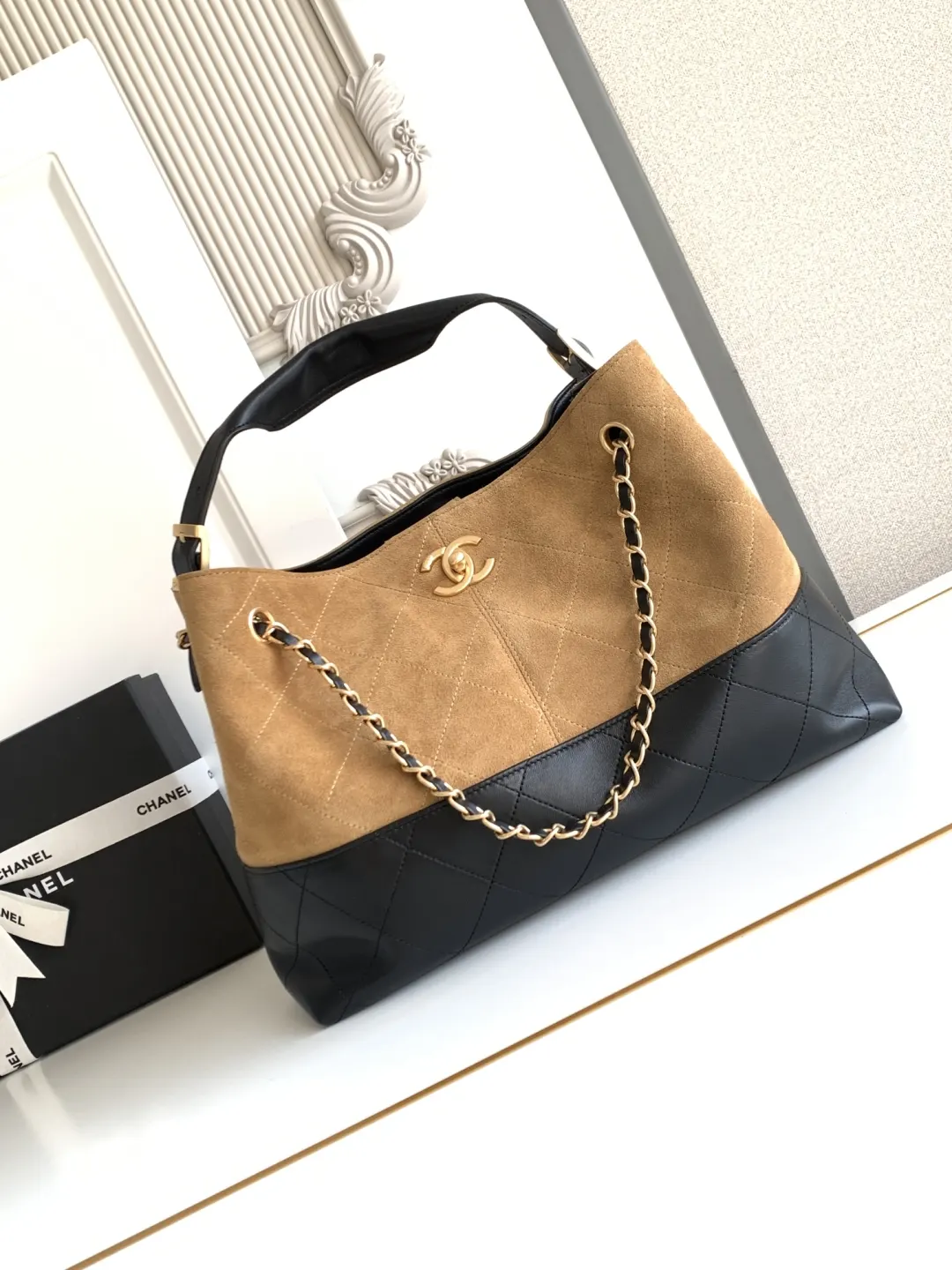 CHANEL 拼色 麂皮 托特包 大容量托特款