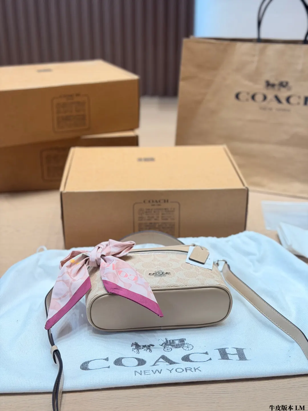 Coach 棕色 老花 牛皮 鏈條包 精致鏈條款