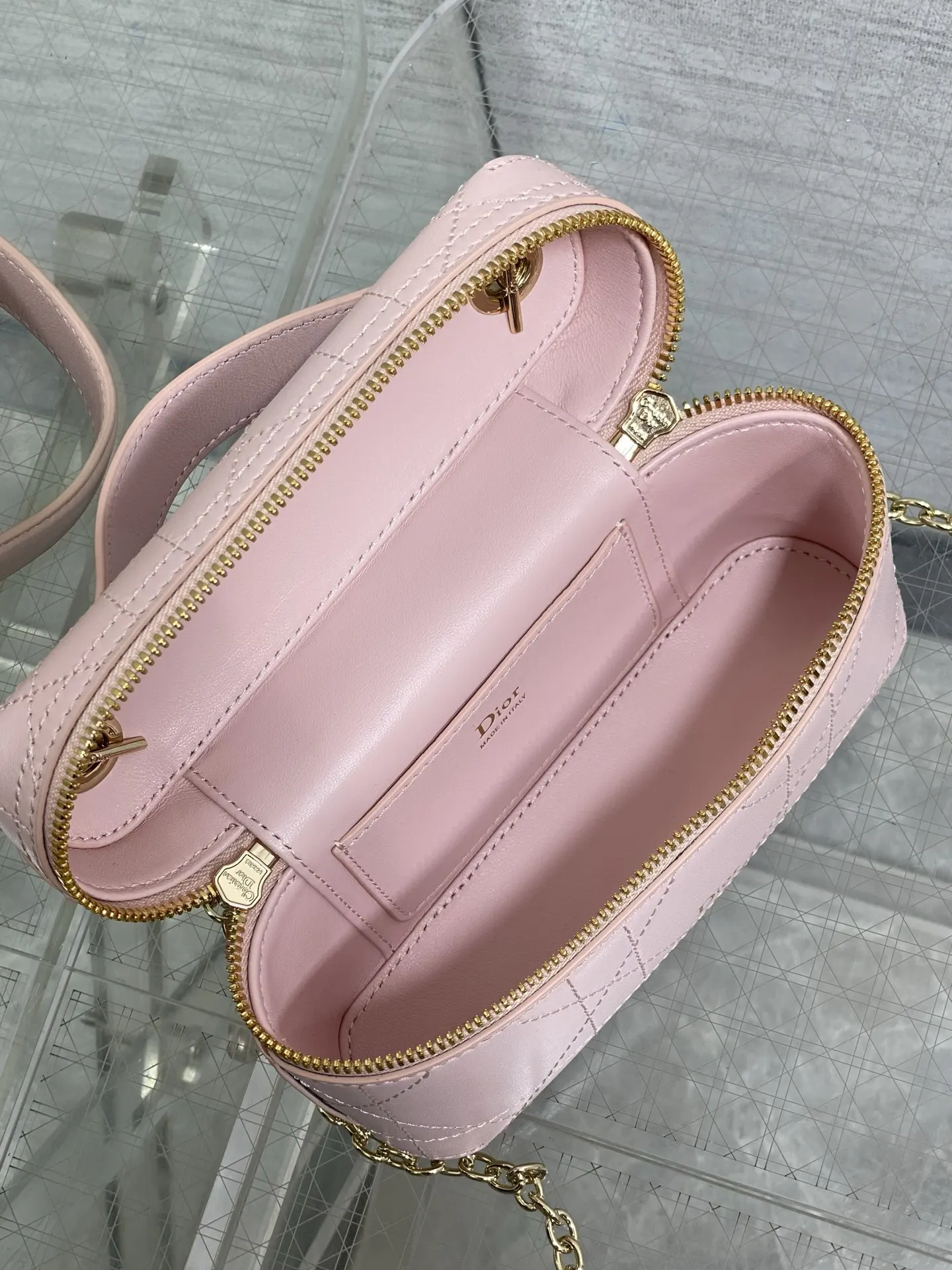 Dior Cannage藤格纹 黑色牛皮链条包 手提斜挎