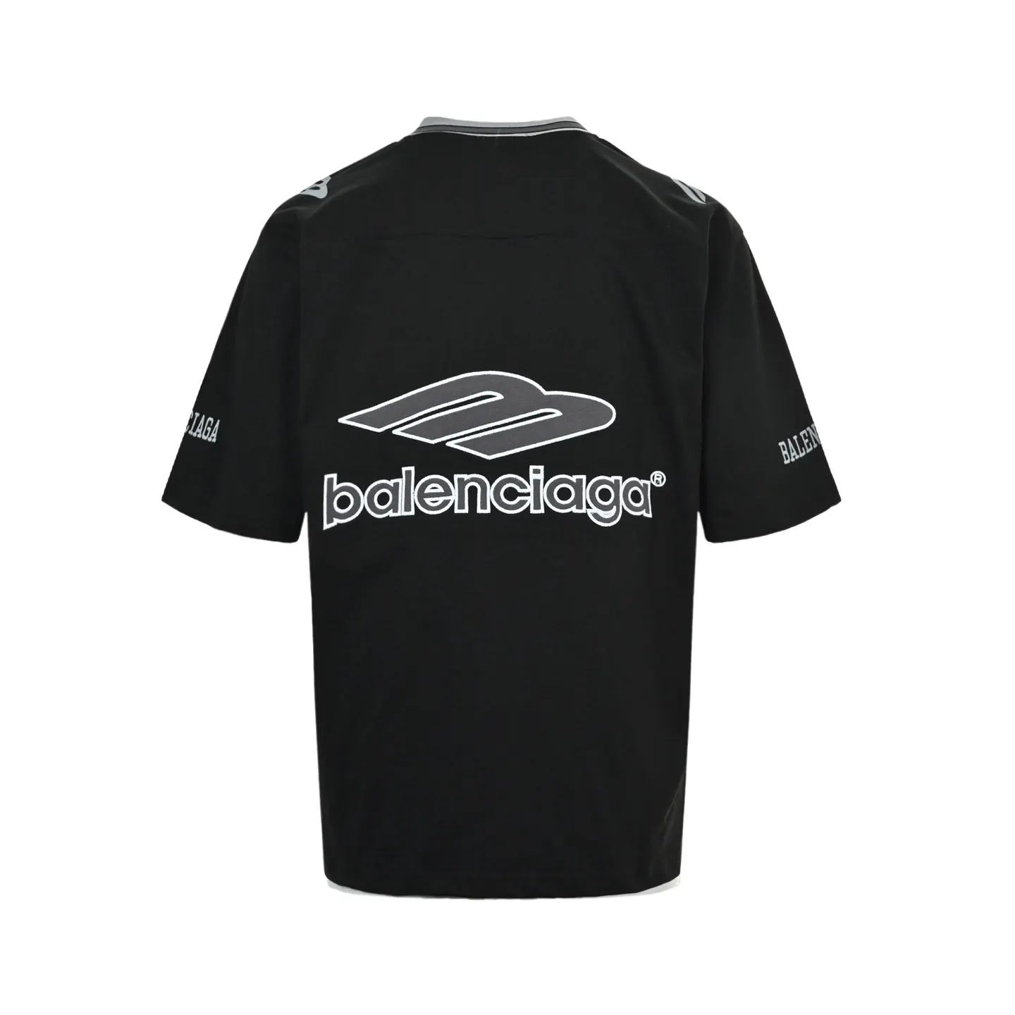 Balenciaga Black Cotton Logo Short Sleeve T-Shirt Street
