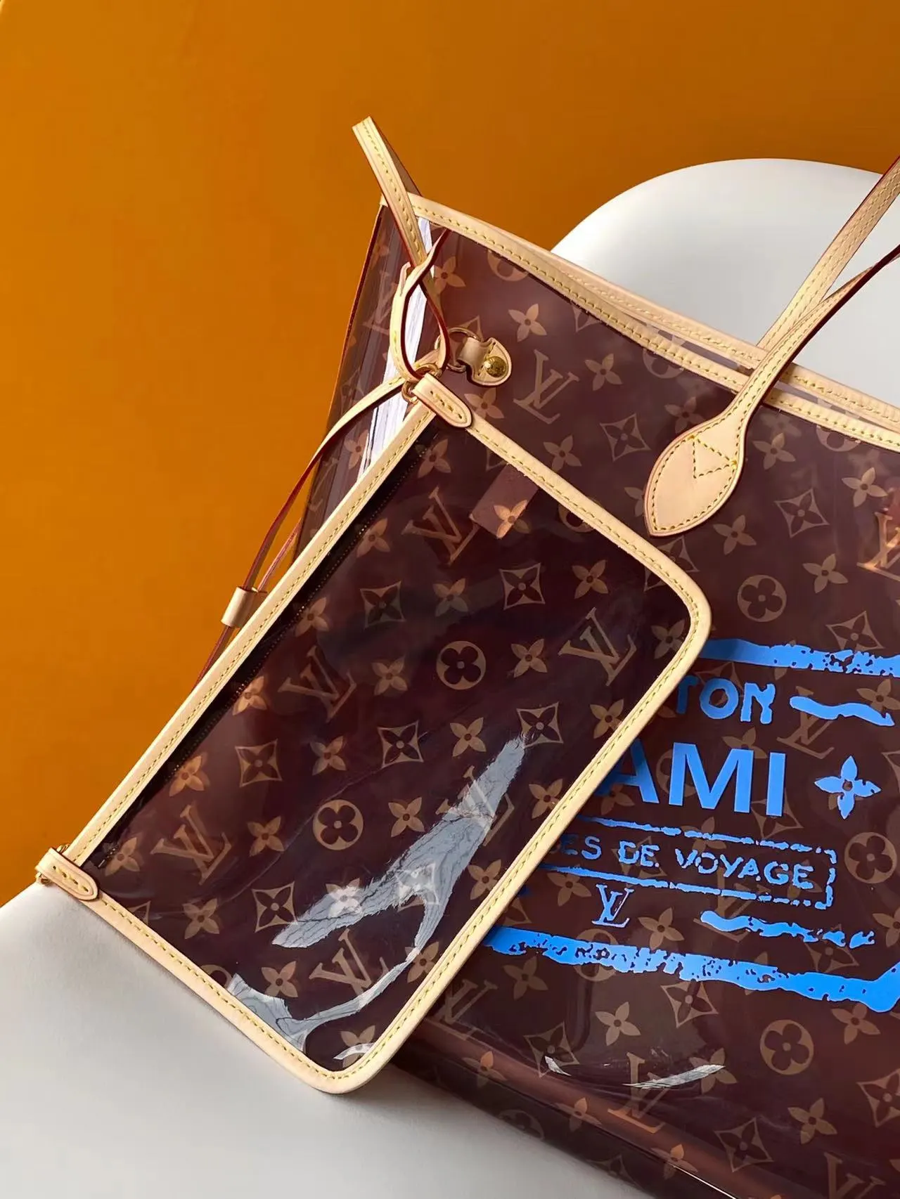 Neverfull 棕色 藍色 牛皮 托特包 大容量托特款