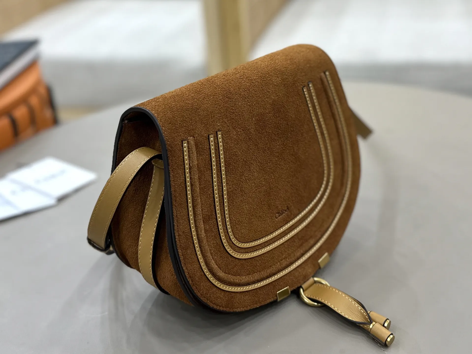 小牛皮 Chloe Marcie马鞍包 Marc 斜挎包 轻便斜挎款