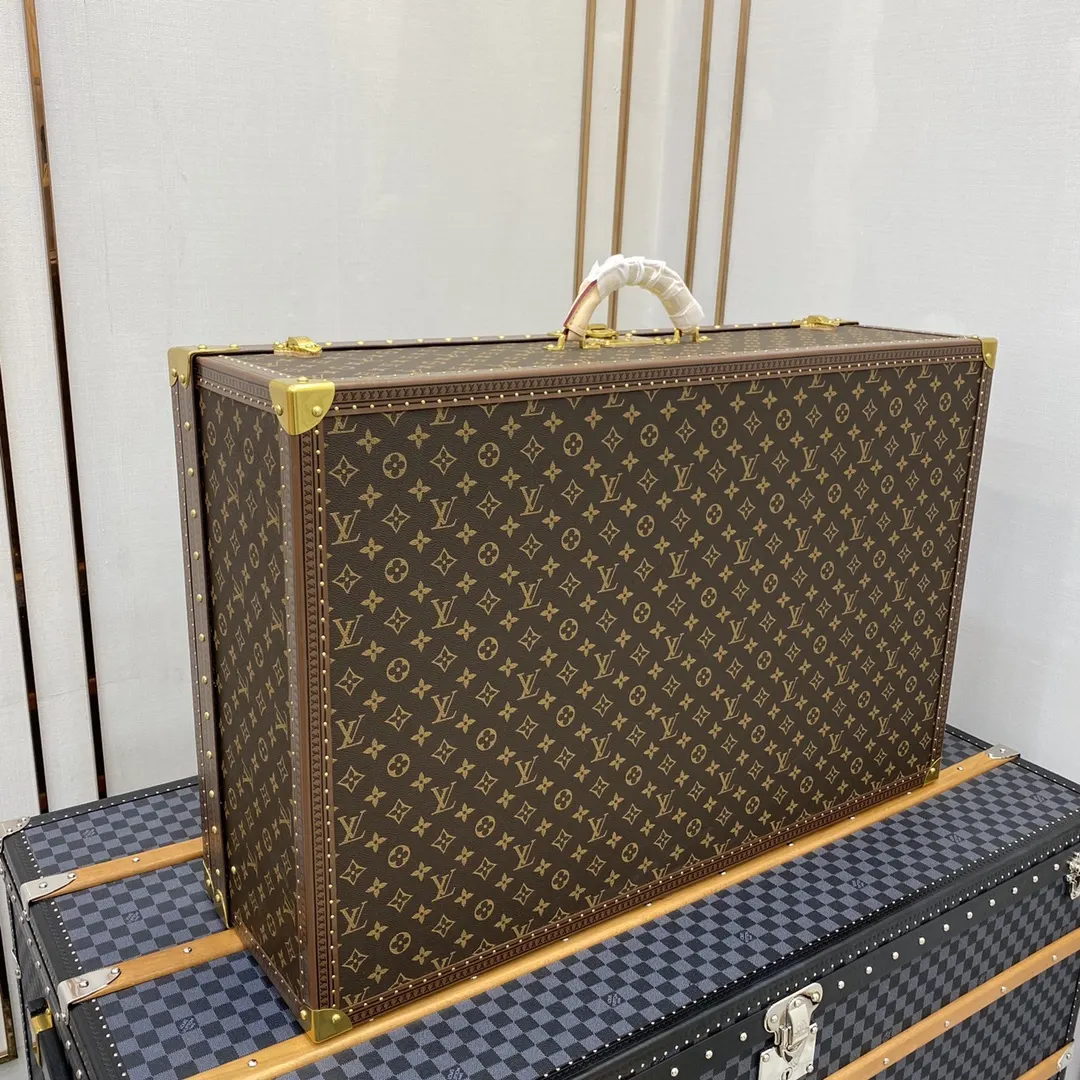 LV 金色 帆布 硬箱 纯铜五金 ALZER 硬箱 著名的Alz 行李箱 旅行拉杆款 轻便出行款