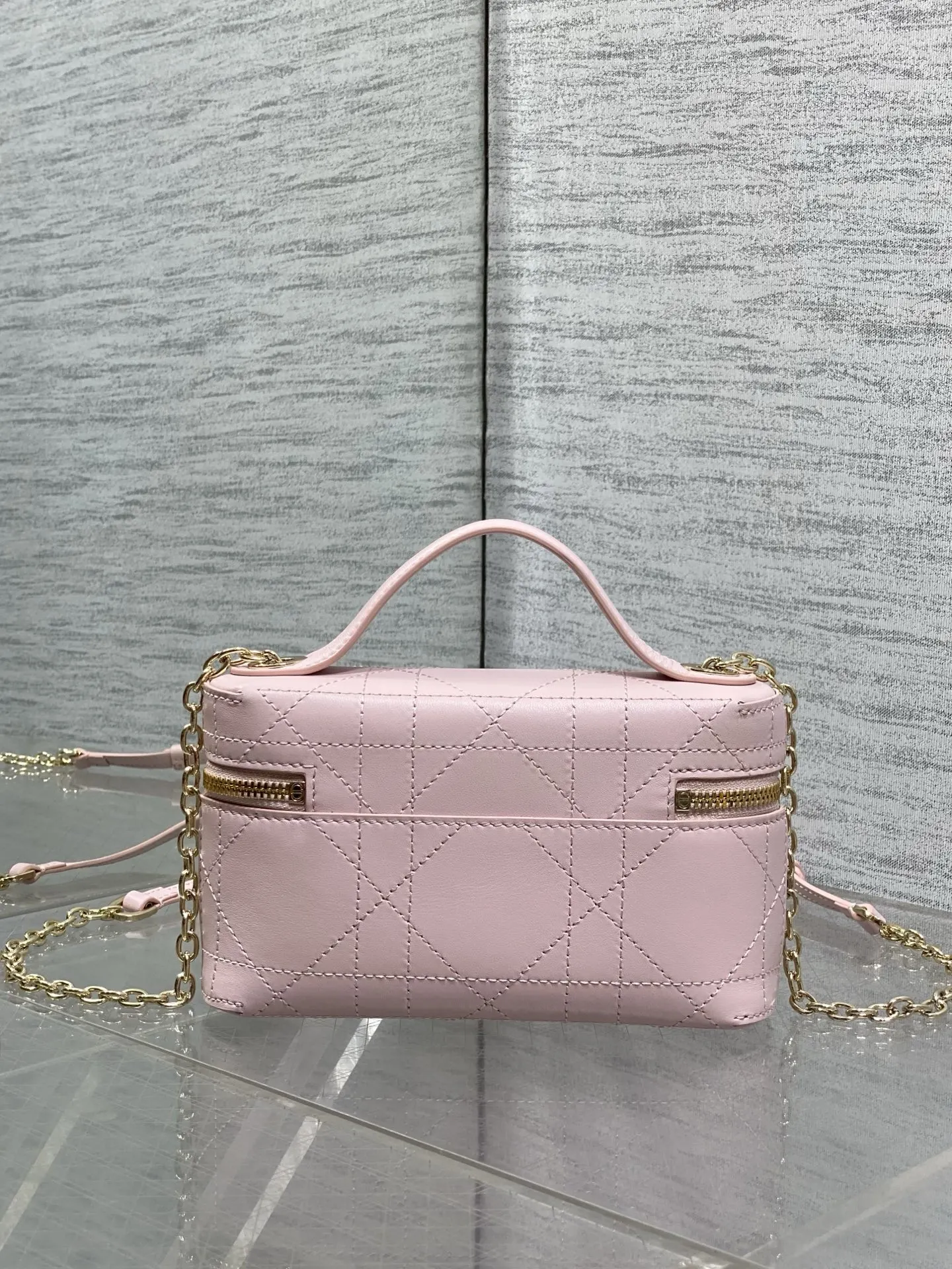 Dior Cannage藤格纹 黑色牛皮链条包 手提斜挎