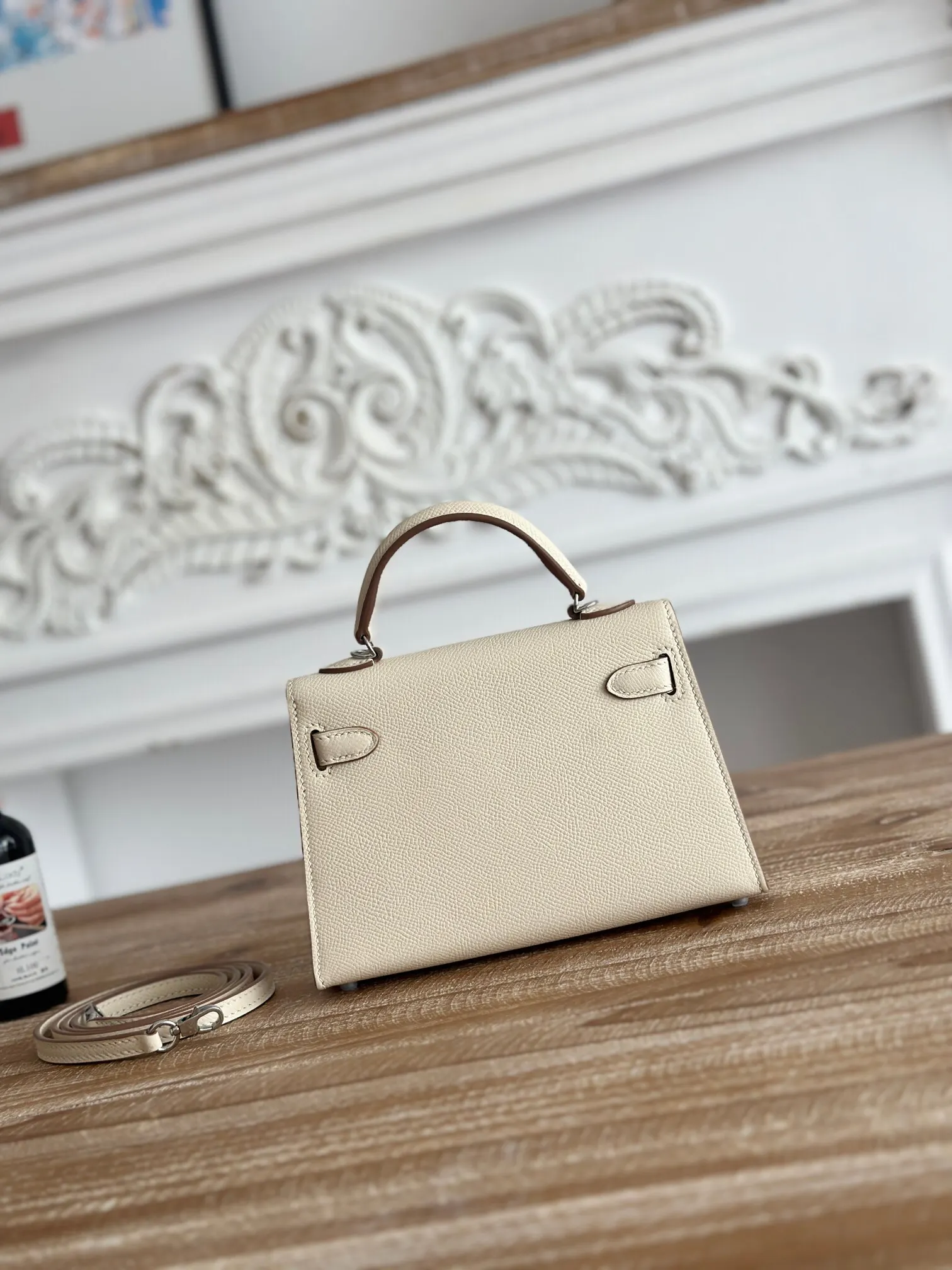 Hermès Kelly 奶昔白 Epsom掌纹牛皮 斜挎包 19cm