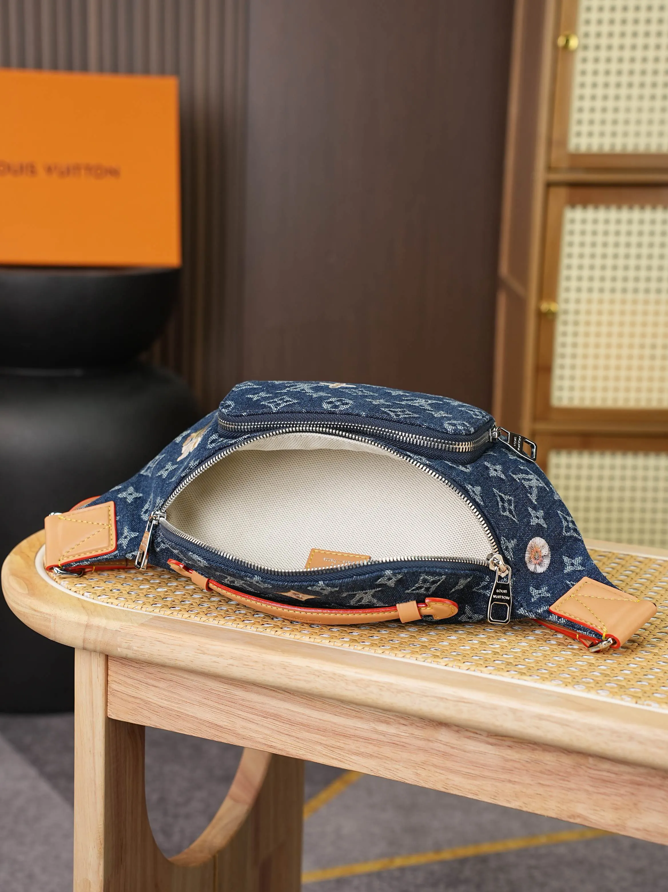 Louis Vuitton Blue Monogram Belt Bag Casual Leather