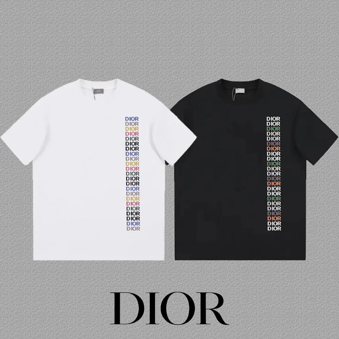 Dior 黑色竖条印花短袖T恤 个性