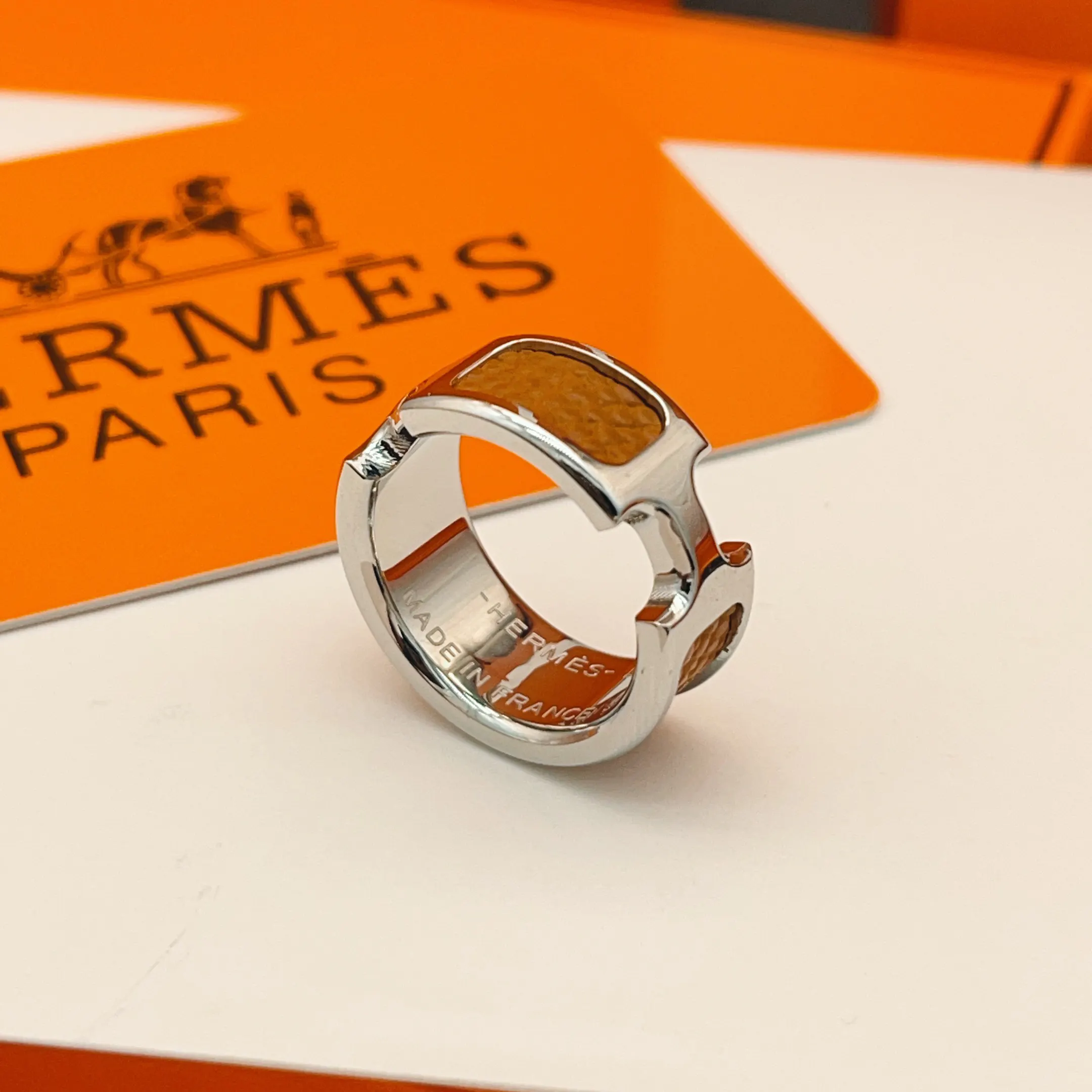 Hermès Brown Leather Ring