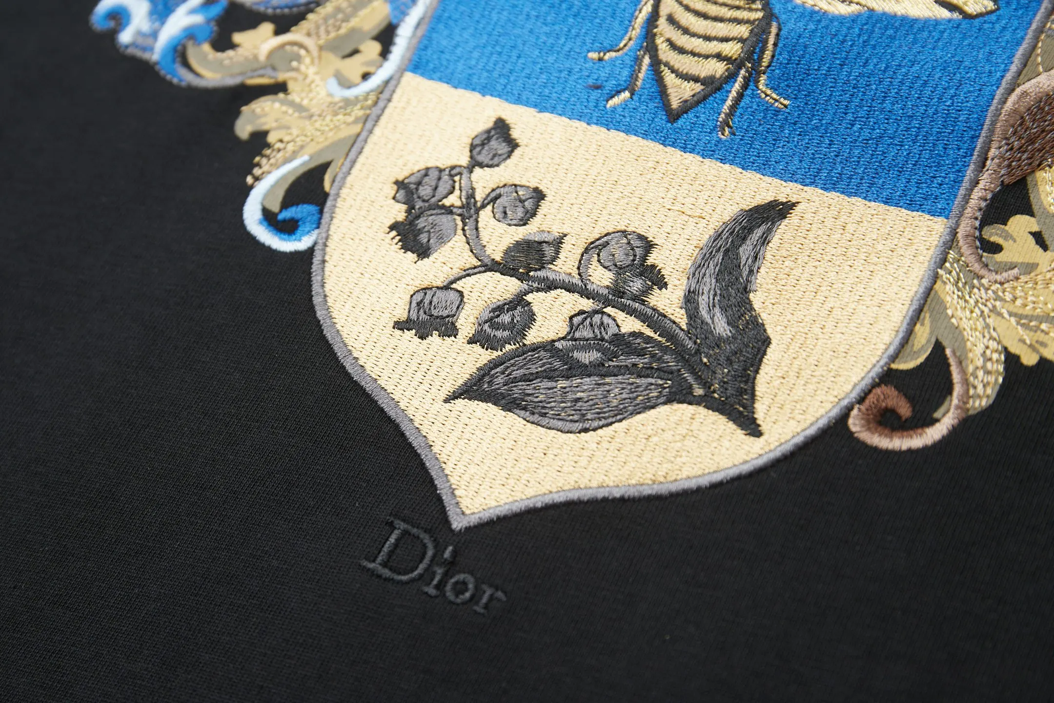 Dior 黑色动物图案短袖T恤 个性印花
