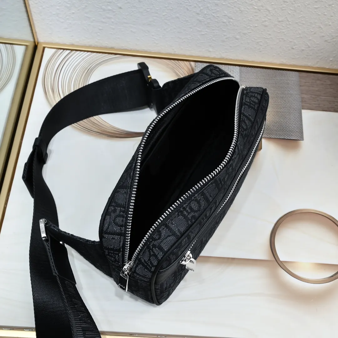 Black Beige Belt Bag Casual Leather