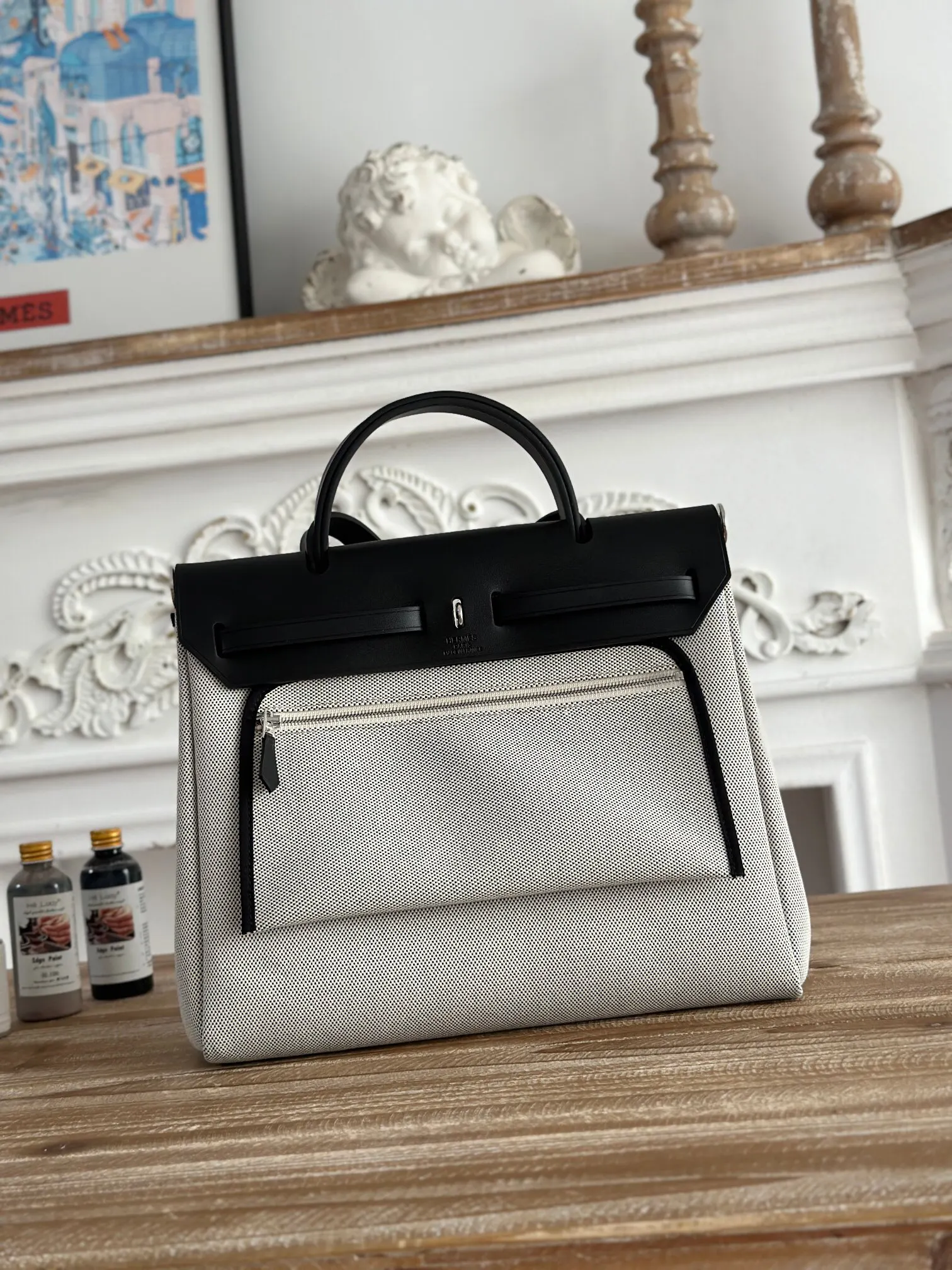 Hermès Kelly 帆布拼皮 雙肩包 31cm 休閒通勤(數字4) Hermès Kelly 帆布拼皮 雙肩包 31cm 休閒通勤(數字4)