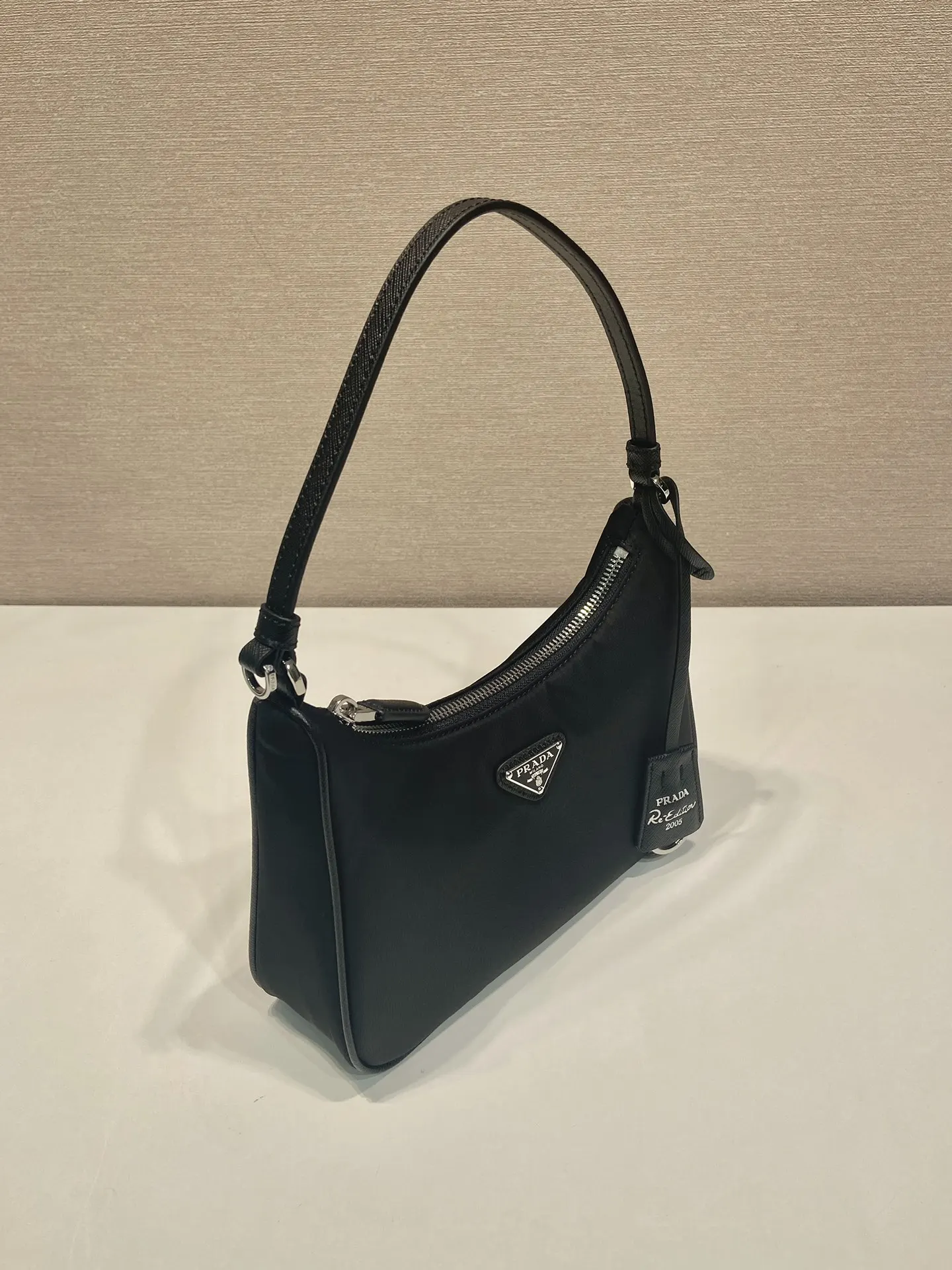 Prada Re-Nylon Gold Leather Hobo Bag