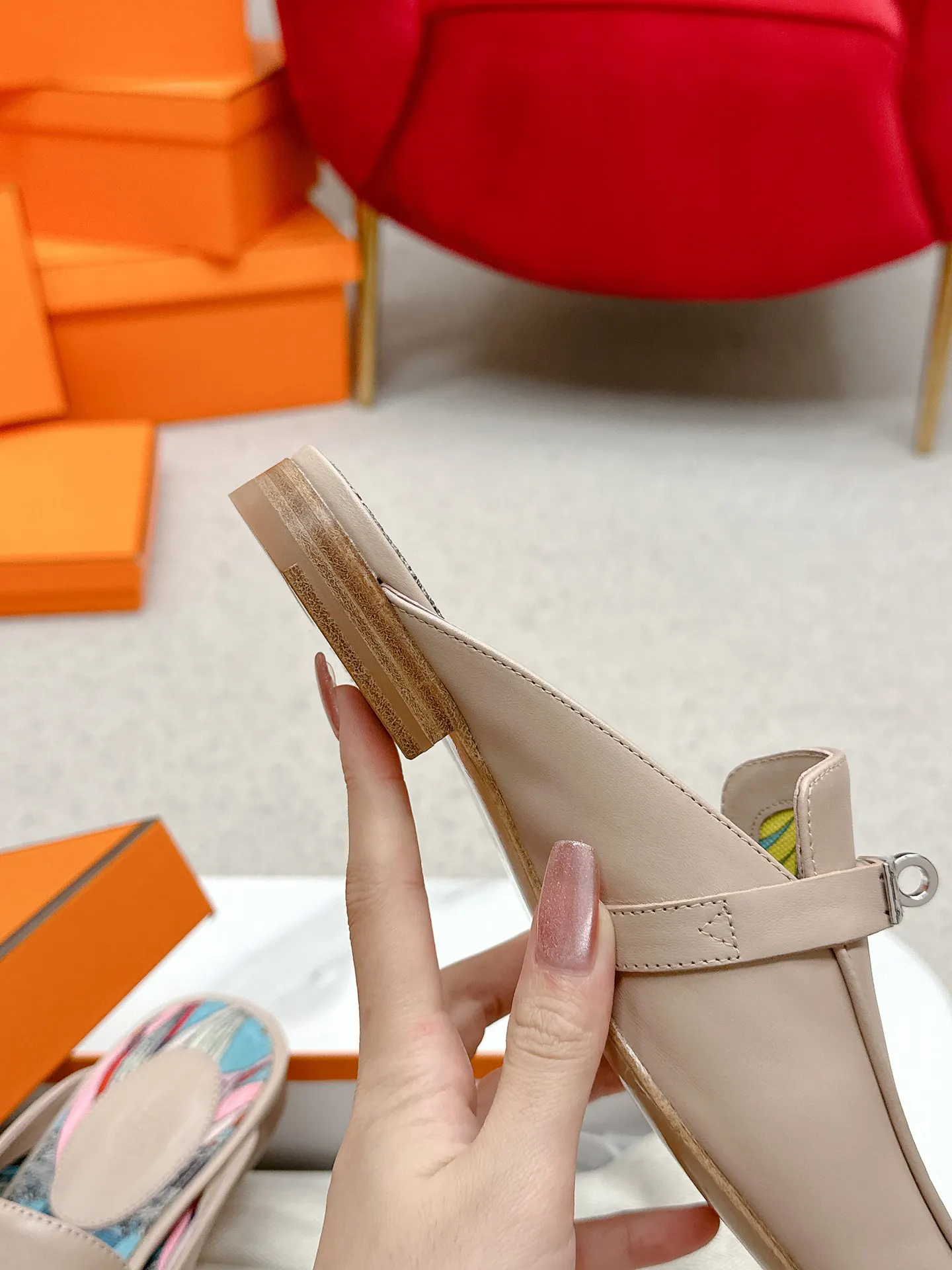 Hermès Leather Slides