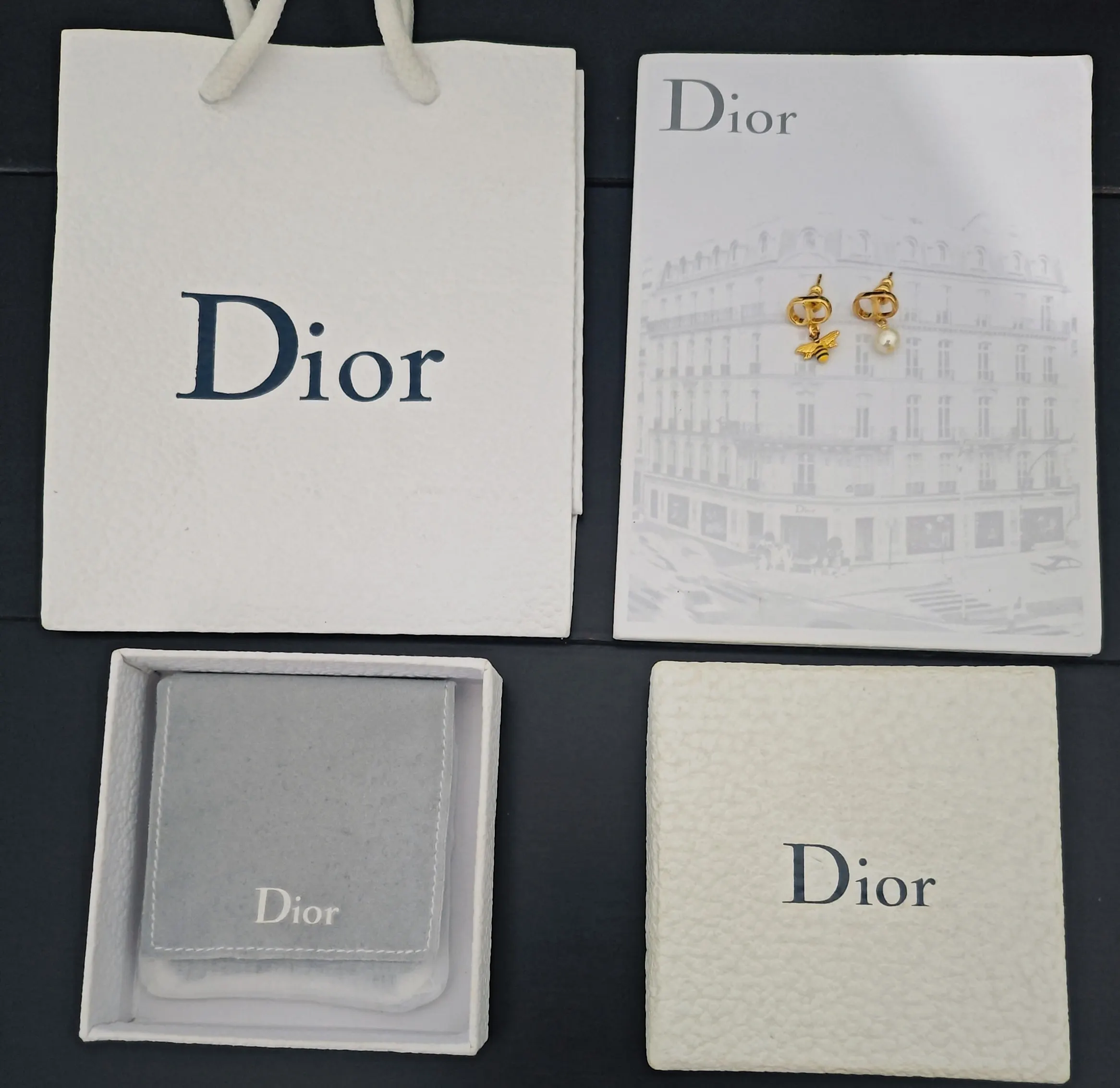 Dior 金色CD发夹 黑色皮革配饰款