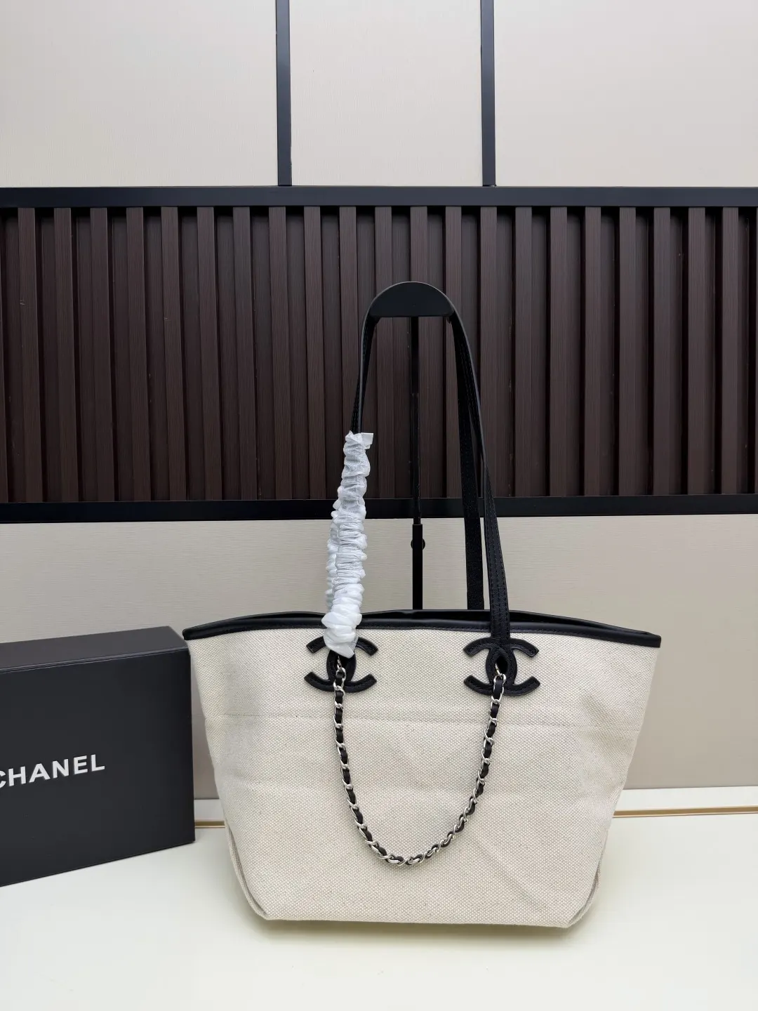 CHANEL 藏藍 卡其 小牛皮 托特包 大容量托特款