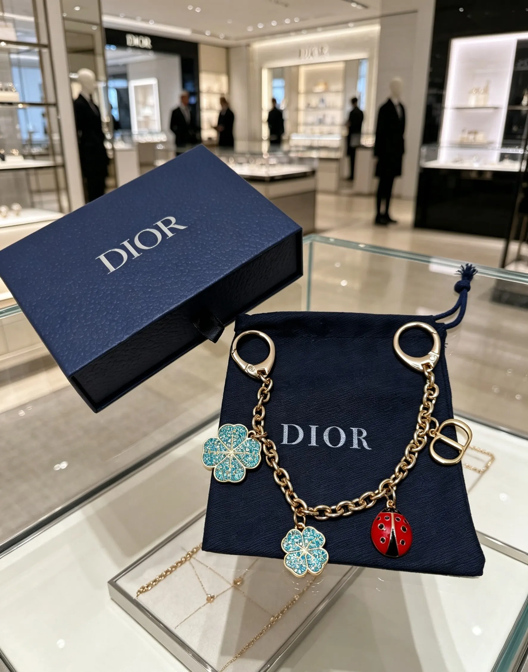 Dior Lady Dior Lady Crystal Detail Bag Charm Keychain