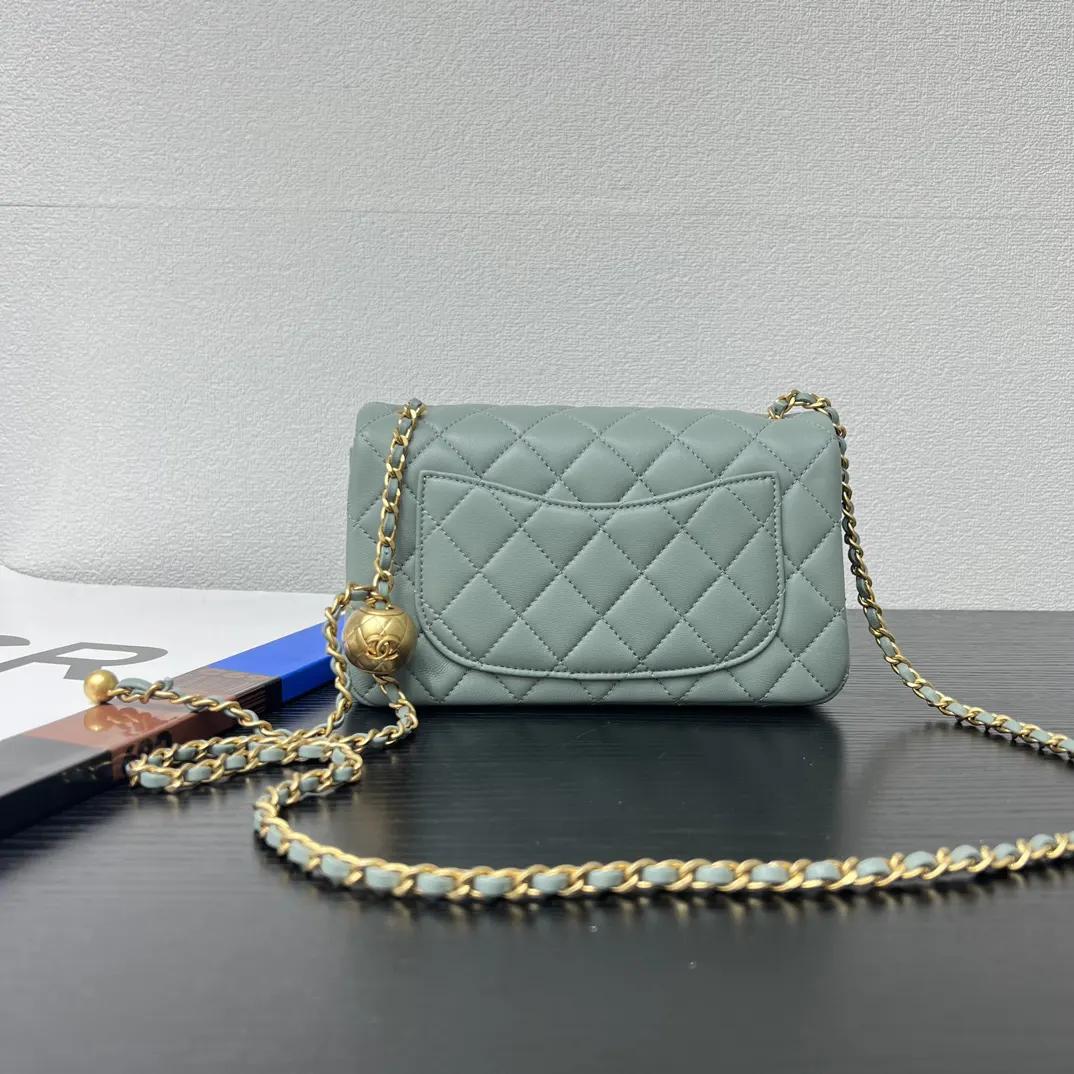 Chanel 綠色 皮革 翻蓋 鏈條包