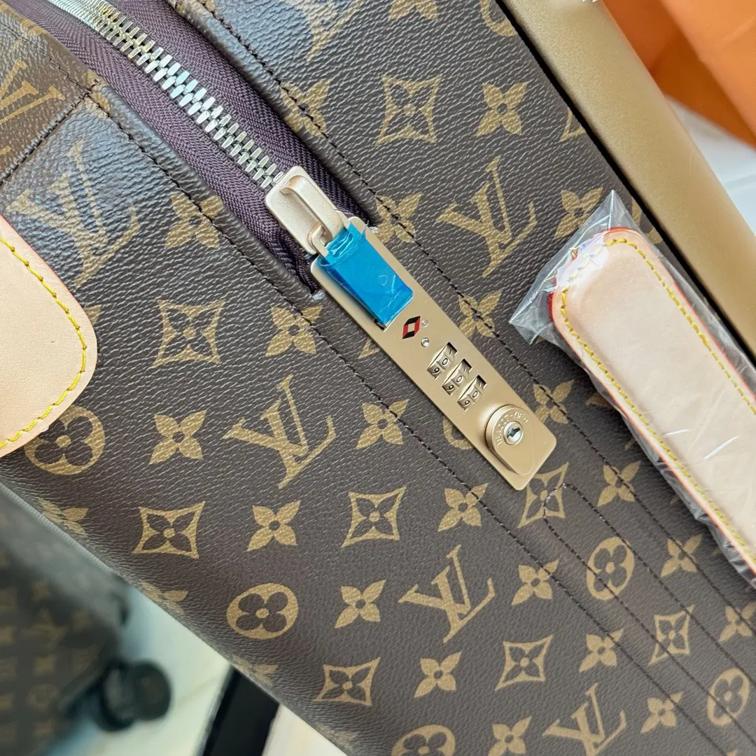 LV 棕色 老花 帆布 ｜ 版 登机行李箱 四轮 旅行拉杆款 轻便出行款