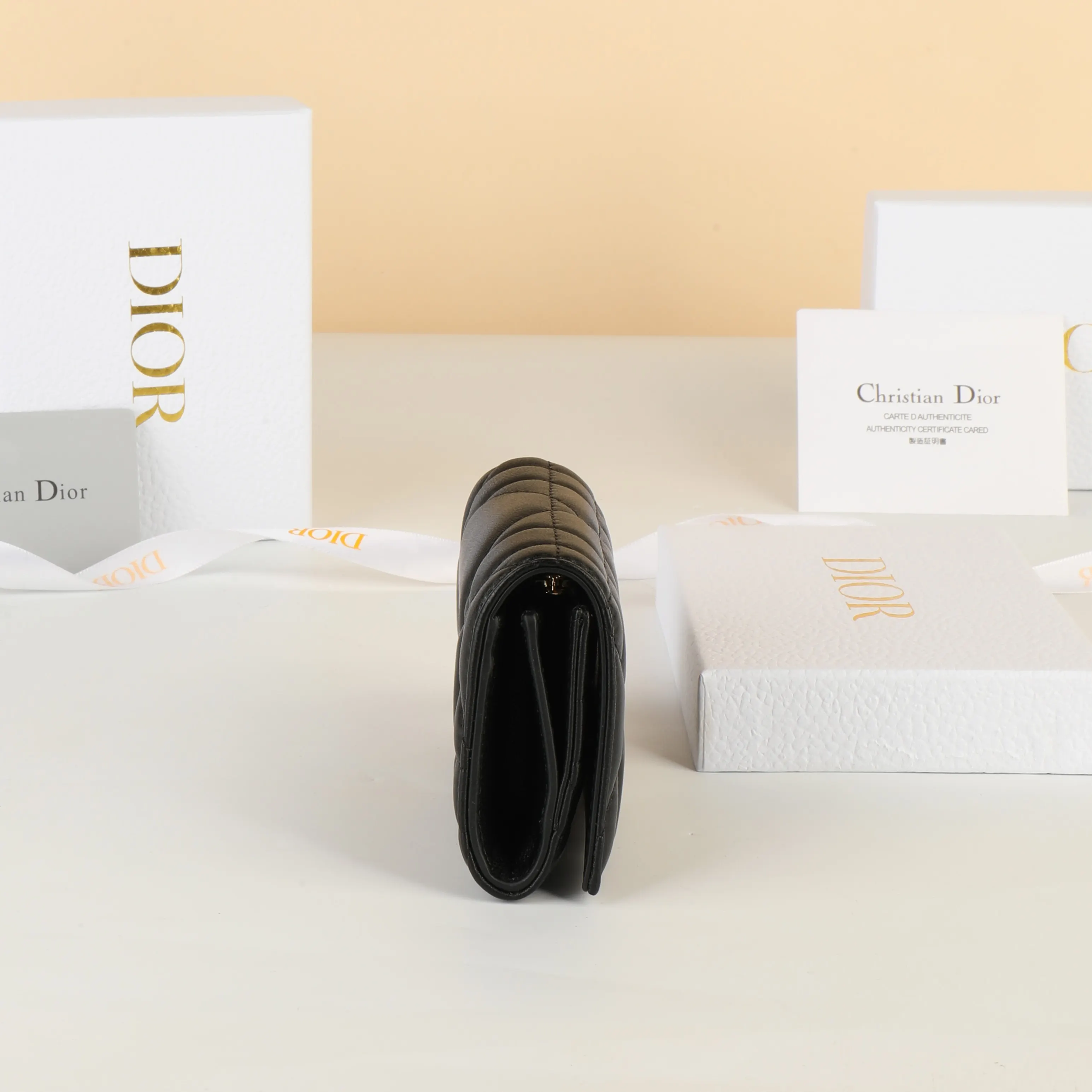 Dior Caro 黑色 皮革 钱包