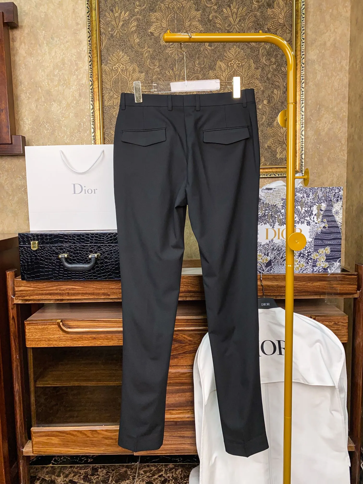 Dior 黑色休闲长裤 侧边织带运动款