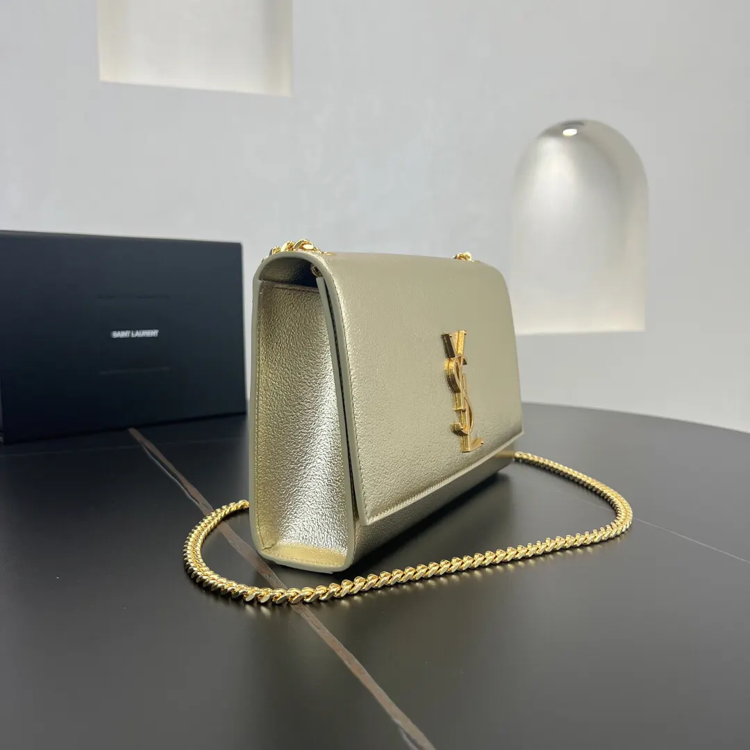 YSL 银色 金色 小牛皮 链条包 精致链条款