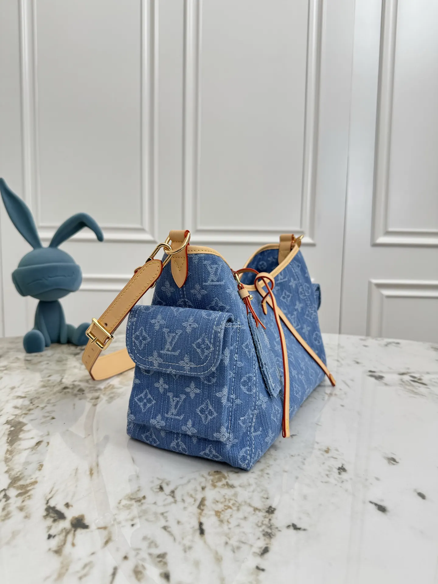 Louis Vuitton 藍色 皮革 手提包