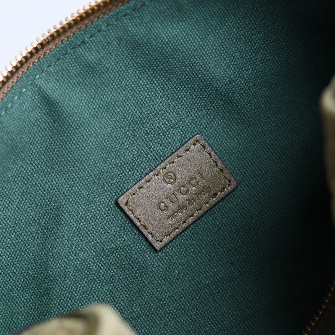 Gucci 棕色 金色 丹宁 旅行袋 大容量旅行款