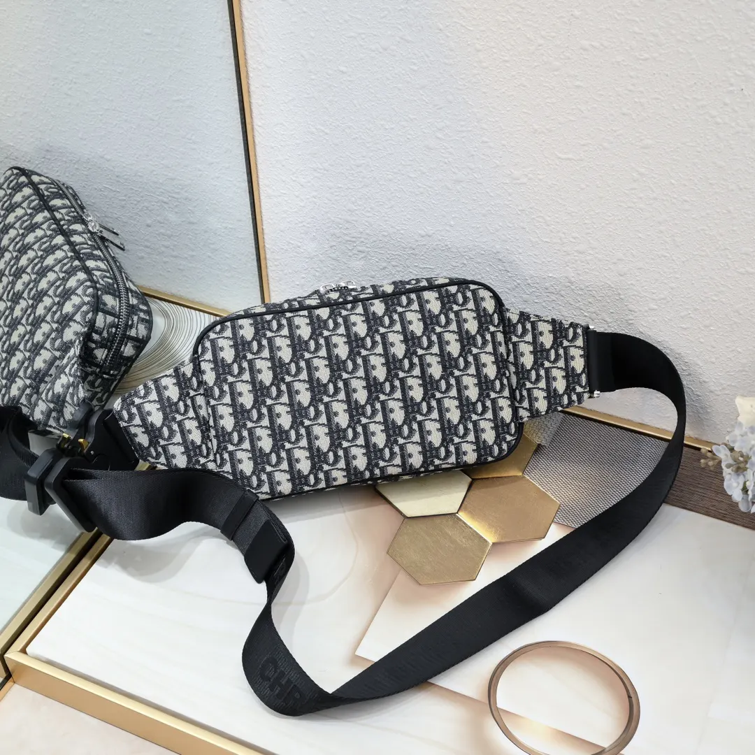Black Beige Belt Bag Casual Leather