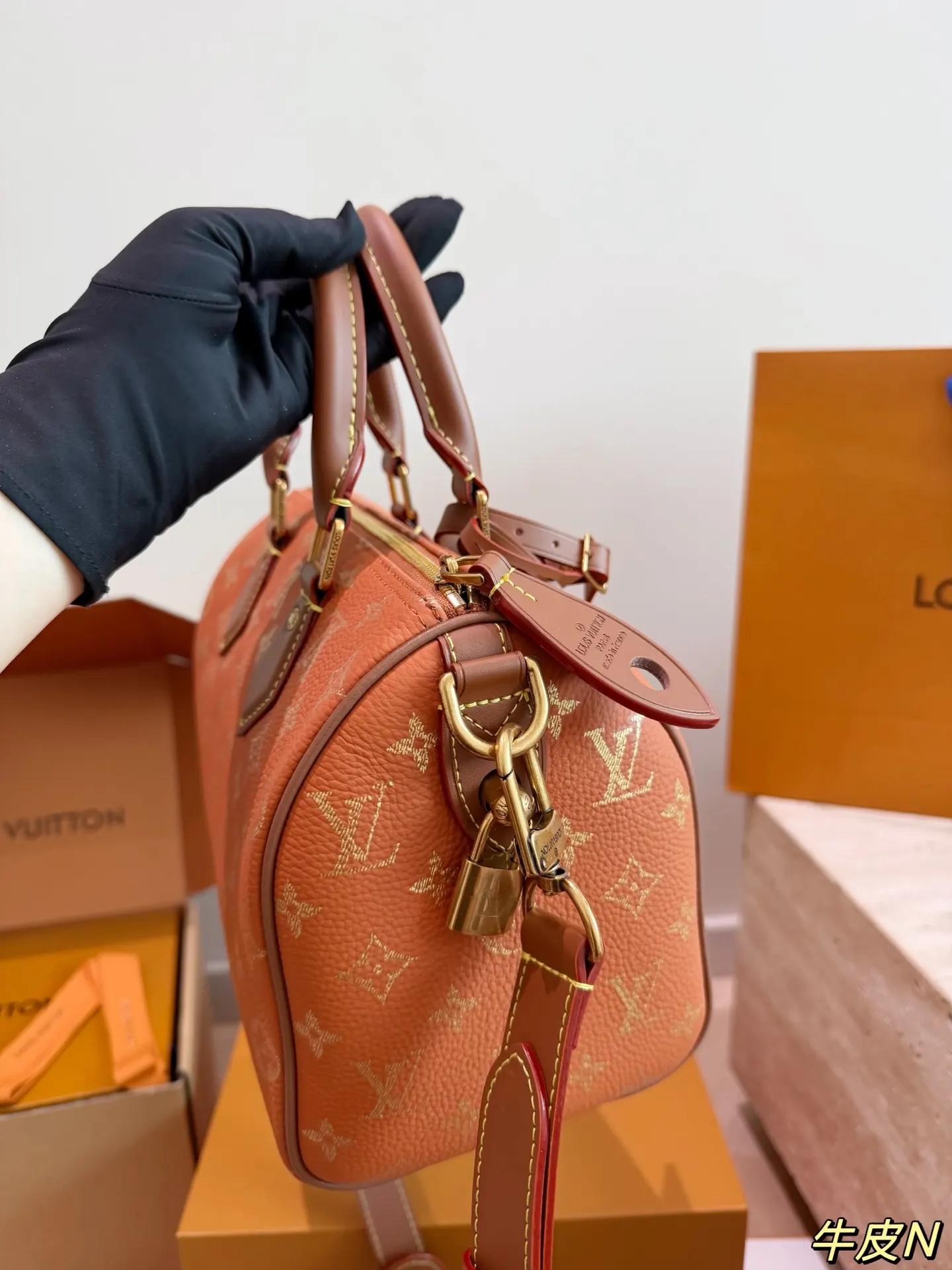 LV Speedy 焦糖色 老花 牛皮 链条包 精致链条款