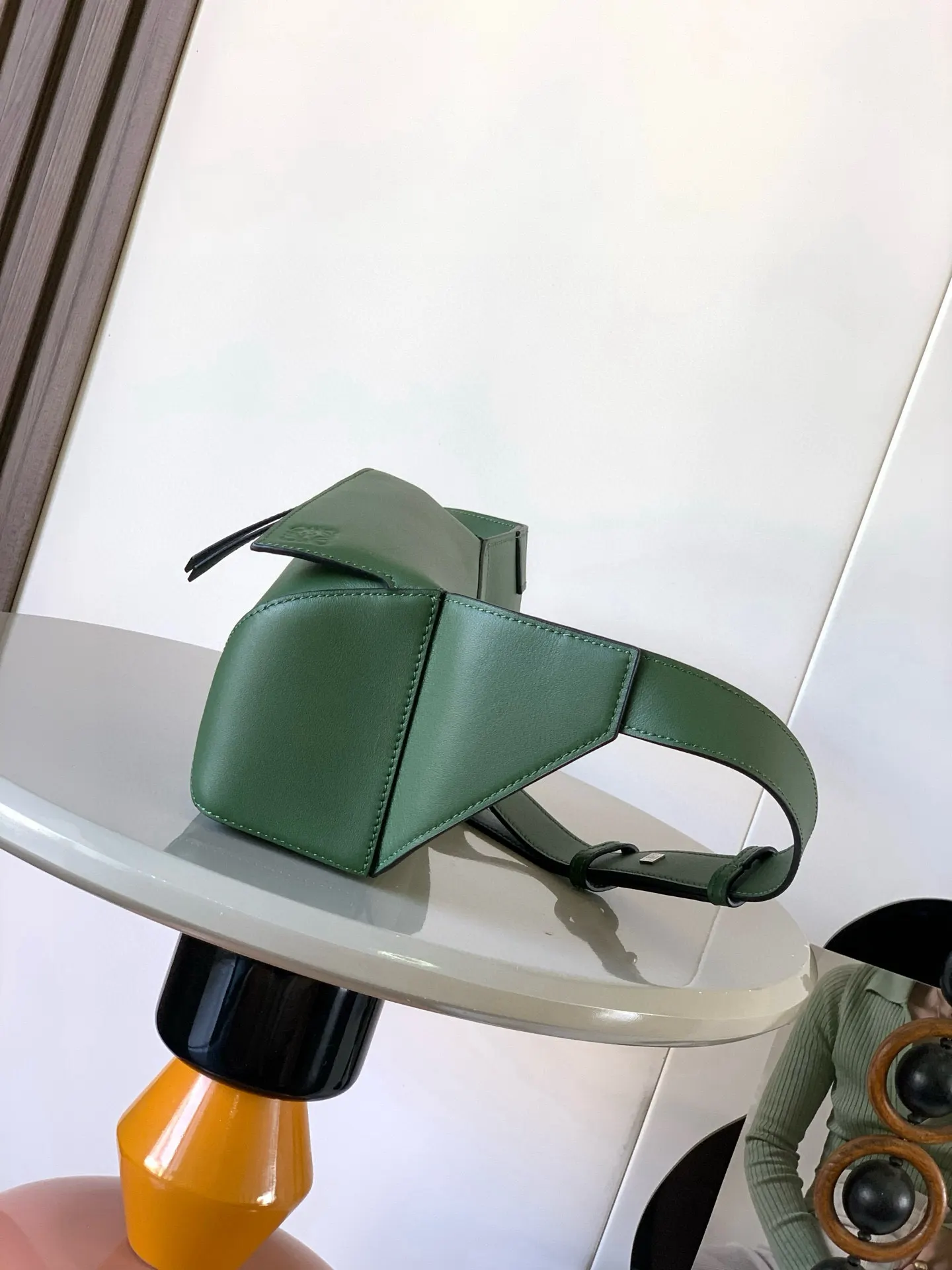 Green Belt Bag Classic Casual Leather