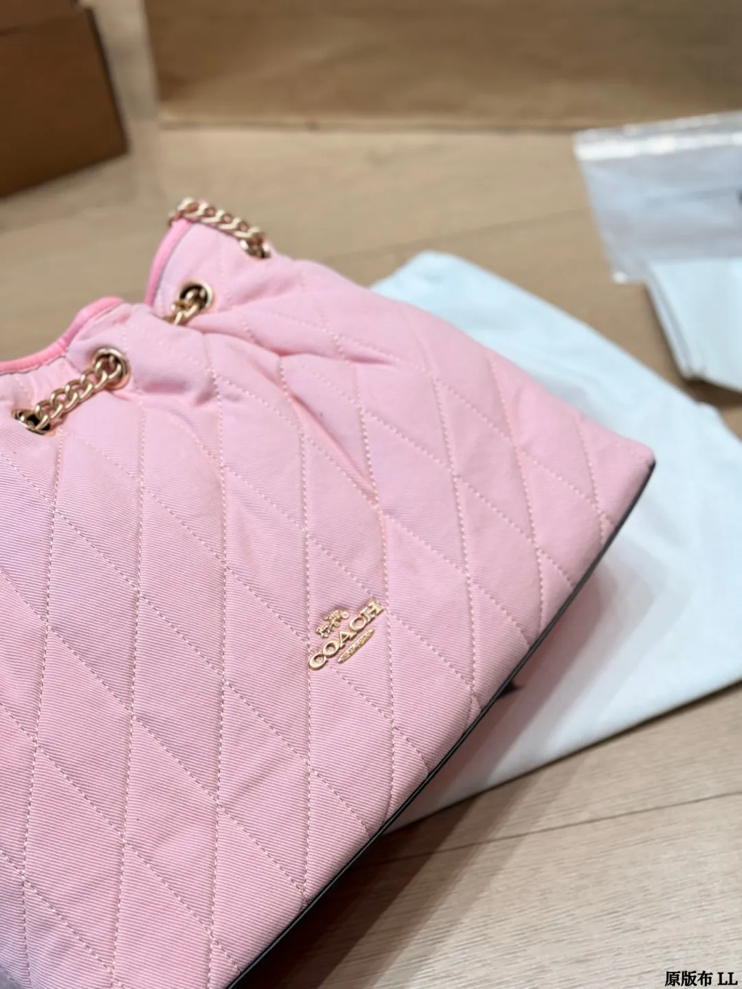 Coach 粉色 金色 托特包 大容量托特款