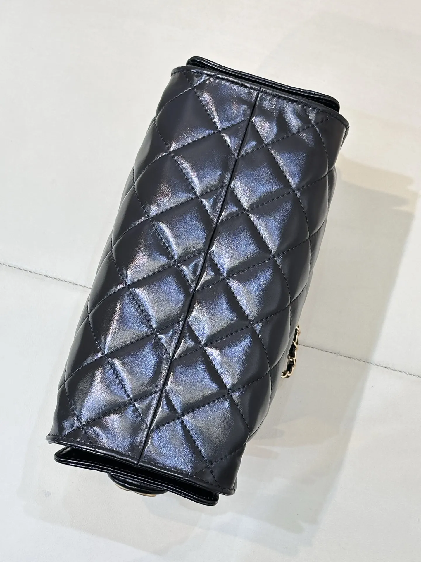 CHANEL 黑色 白色 小牛皮 腋下包 復古腋下背款