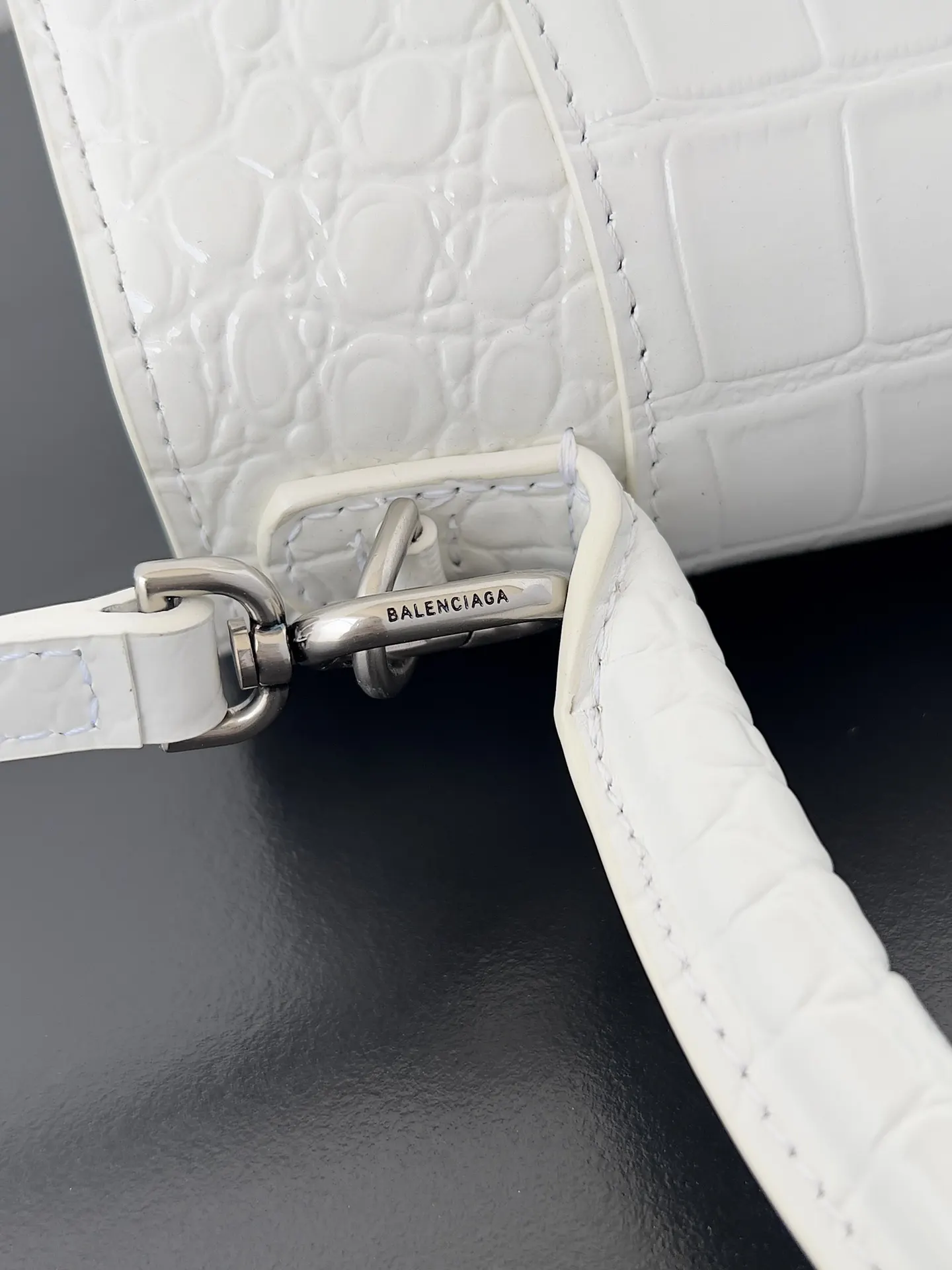Balenciaga Hourglass 银扣 鳄鱼纹 手提包 经典手提