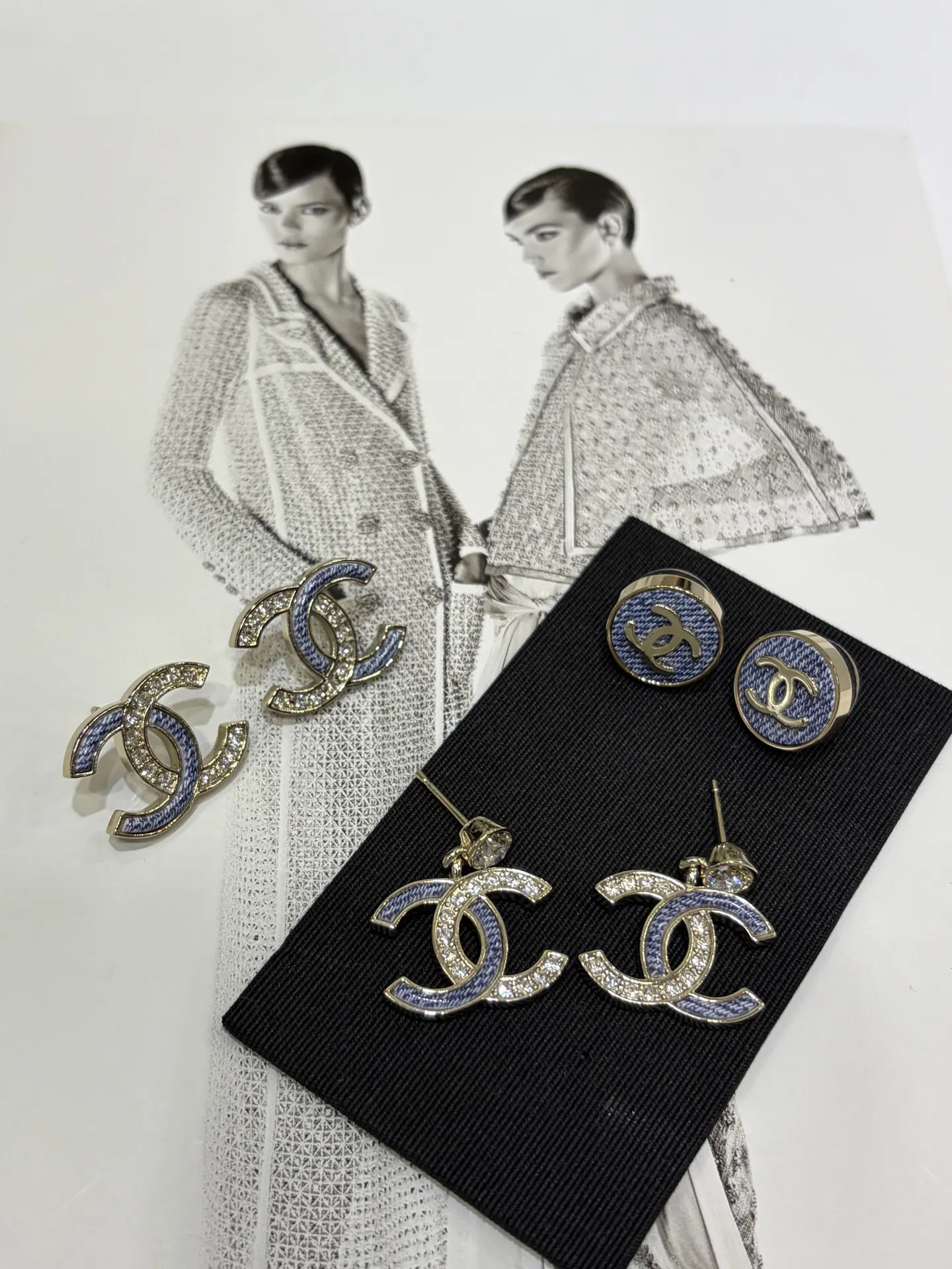 Chanel 蓝色/金色 耳饰