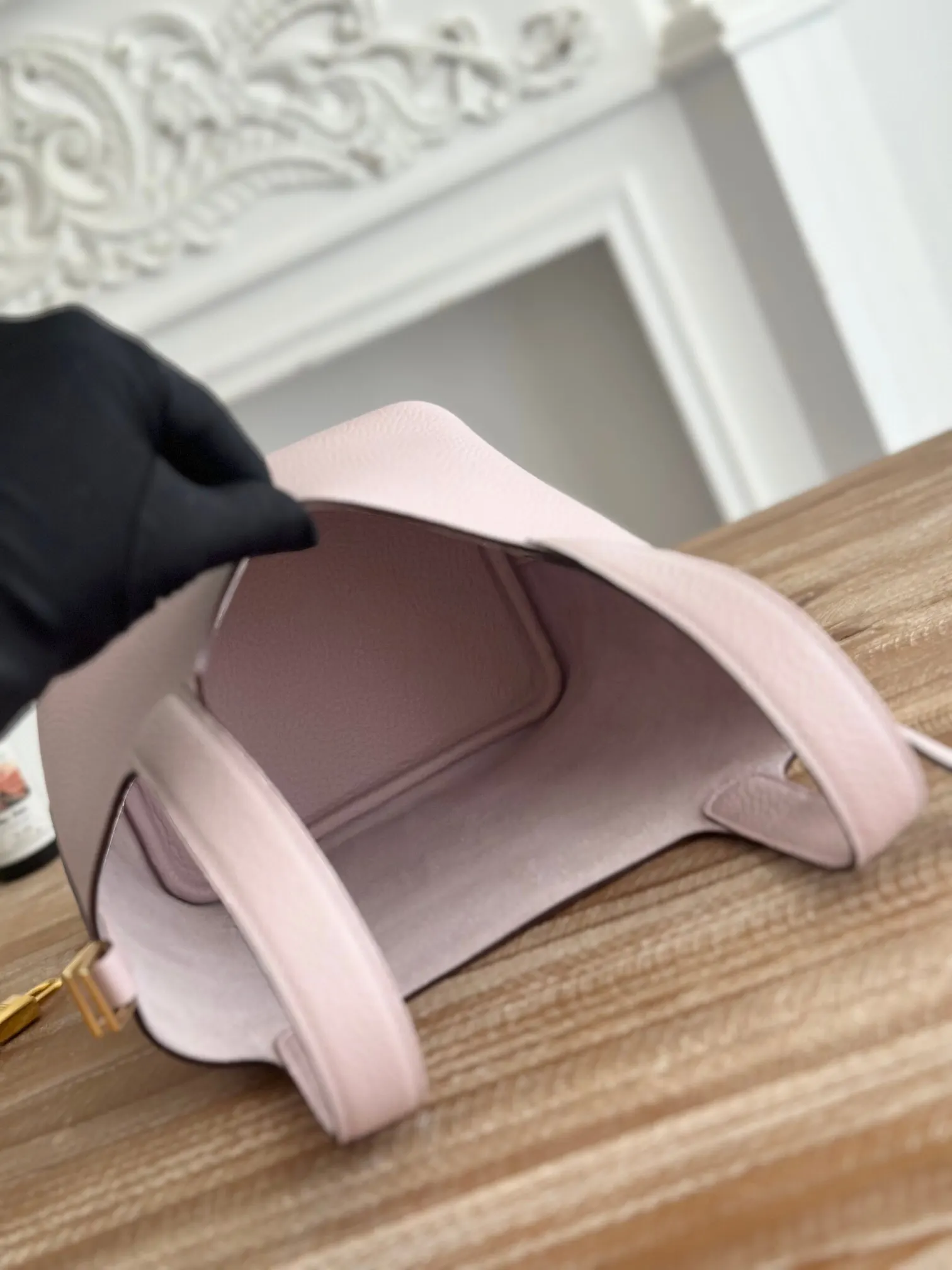 Hermès 3Q粉 牛皮 手提包 18cm