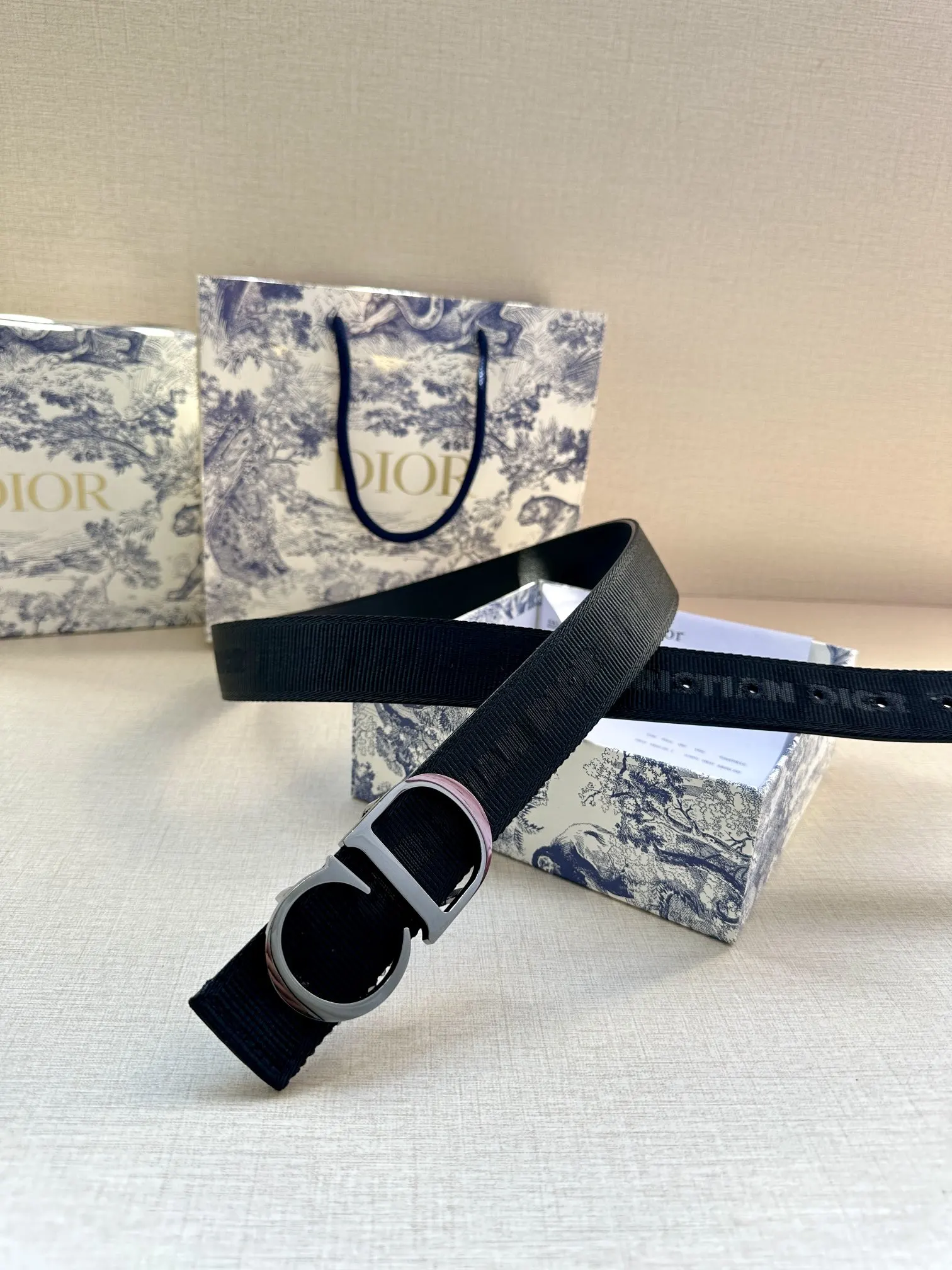Dior 黑色Oblique腰带 金色CD扣