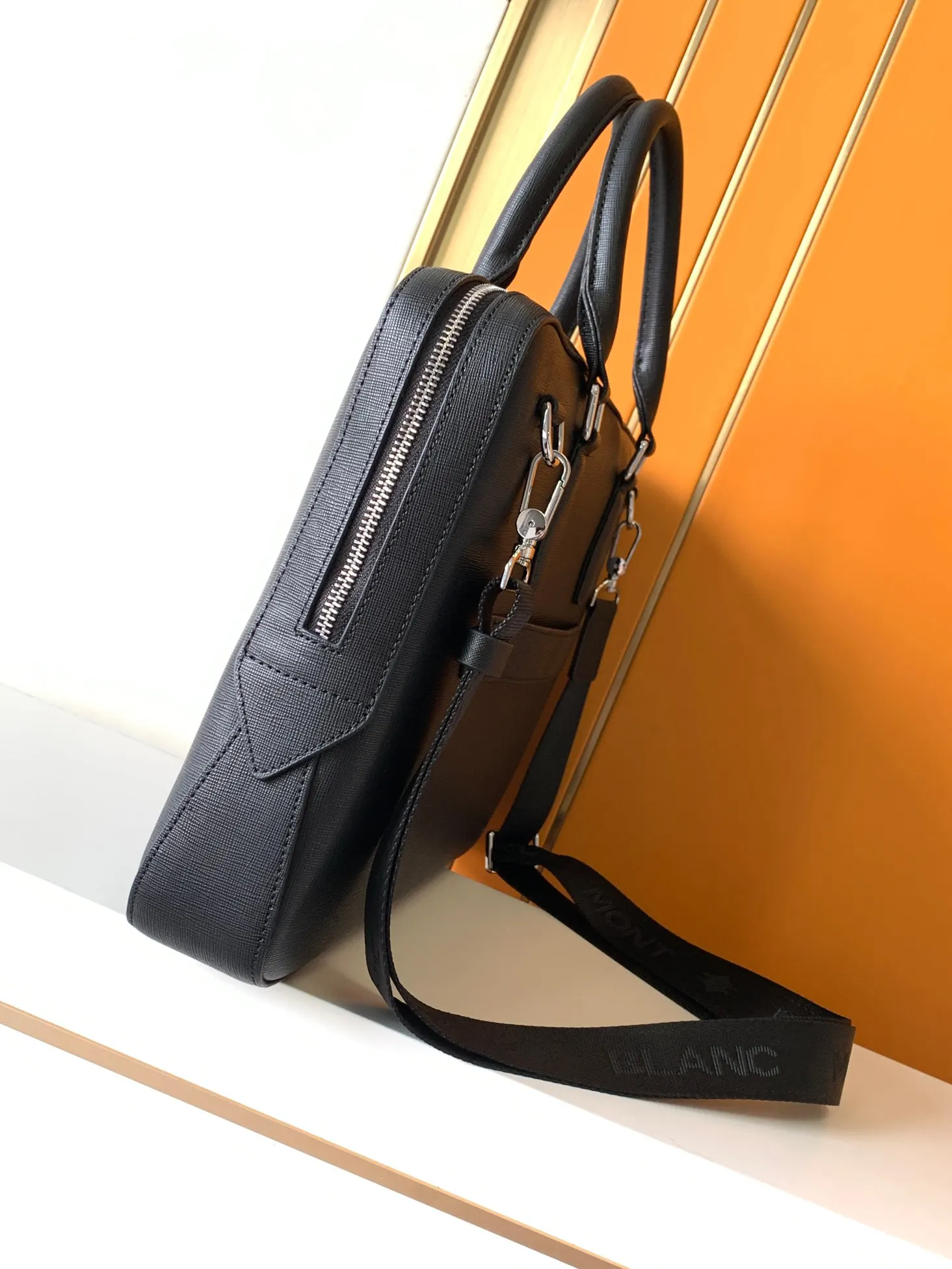 Black Briefcase Business Commuter Leather