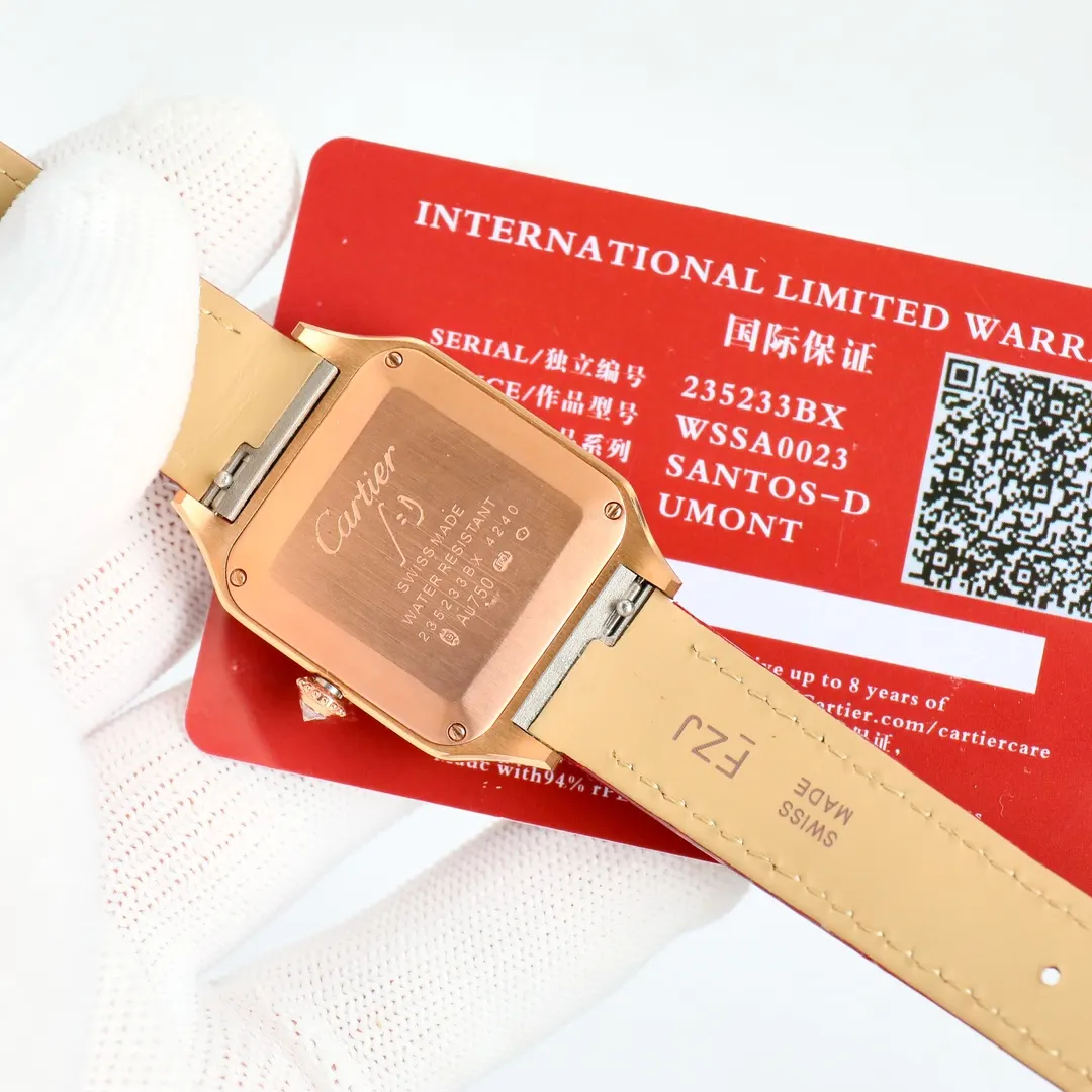 Cartier 藍色 玫瑰金 牛皮 手錶 經典腕表款