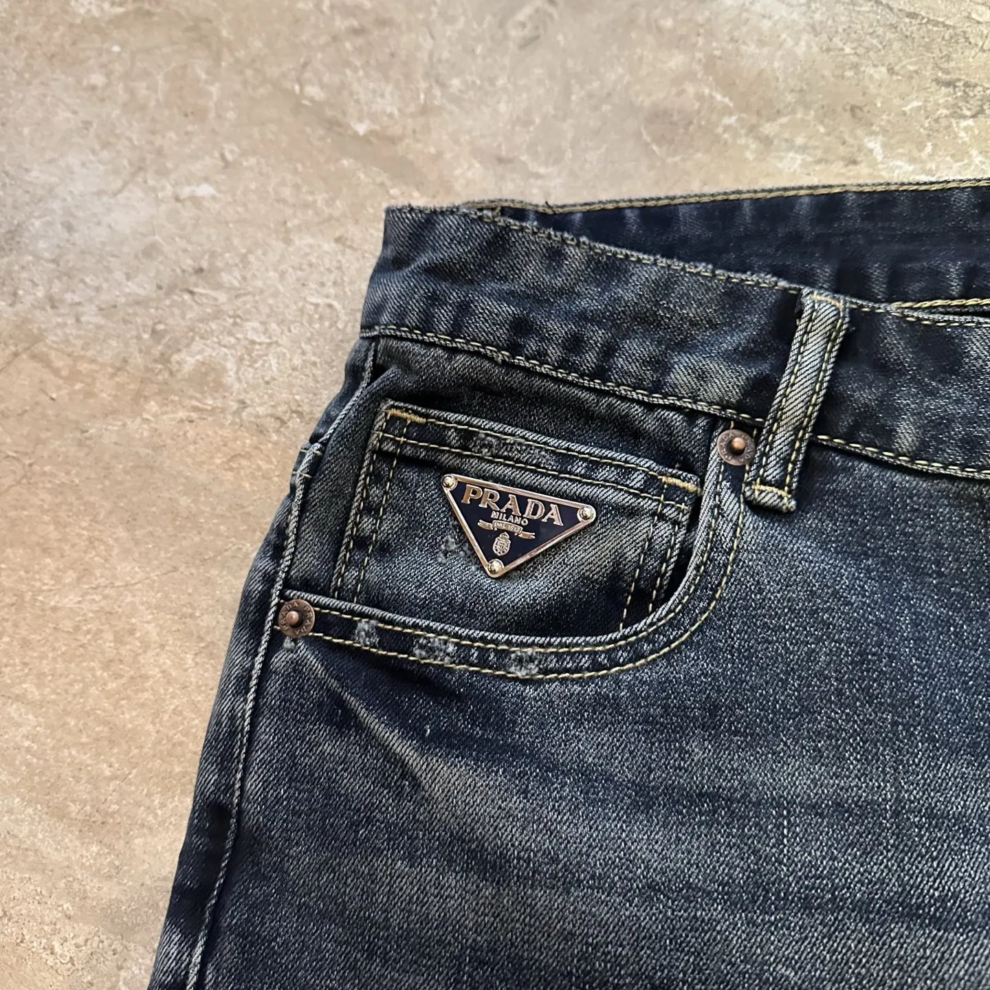 Prada 牛仔 字母 Logo 牛仔裤 休闲寬鬆 褲子