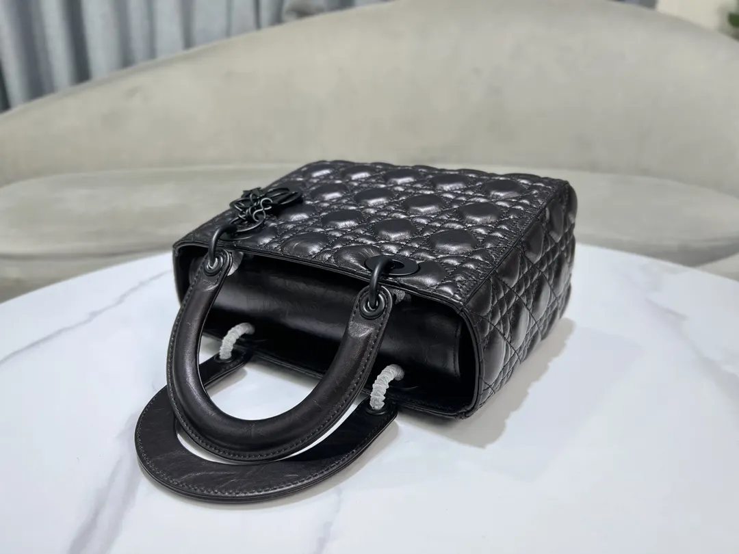 Dior 黑色 进口 油蜡皮戴妃包 五格 油蜡皮戴妃 收納包 旅行收納款