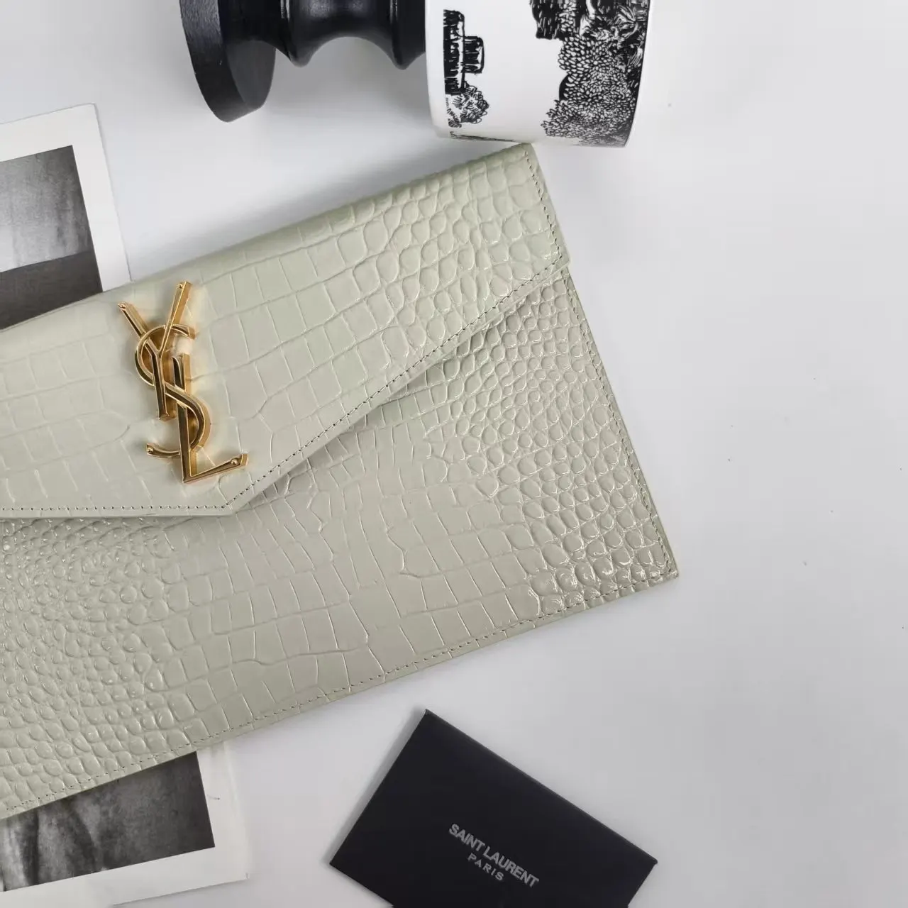 White Clutch Bag Classic Leather