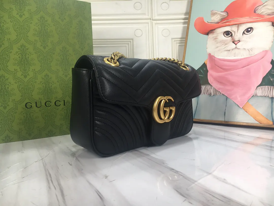 Gucci Marmont 牛皮链条包 单肩斜挎
