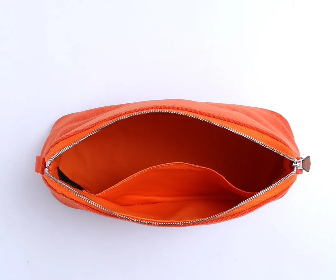 Hermès 帆布拼皮 化妆包