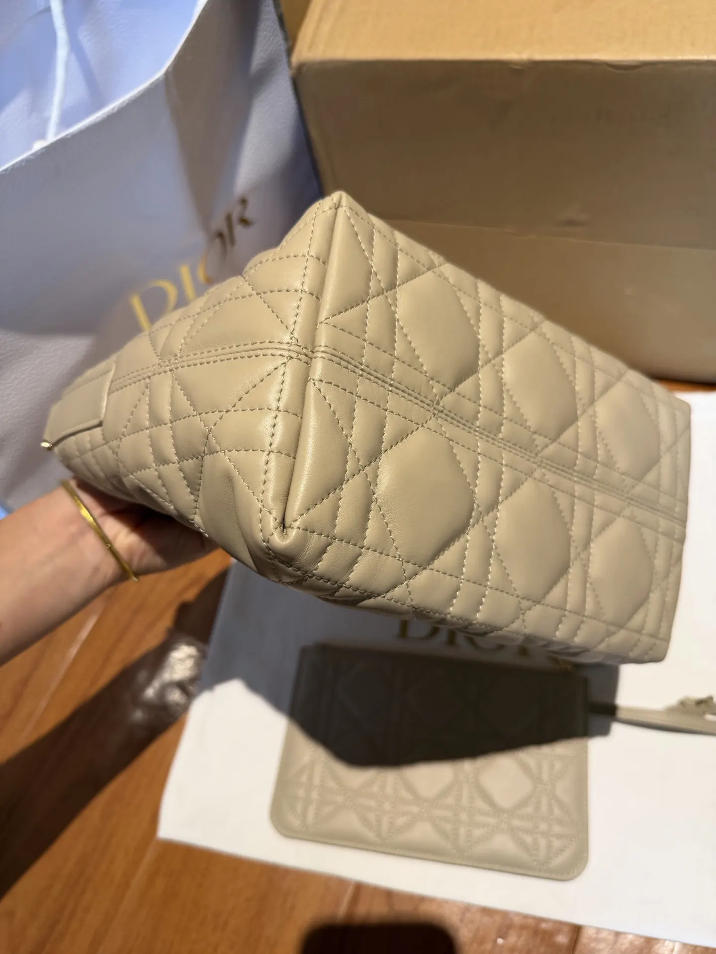 Beige Top Handle Bag Commuter