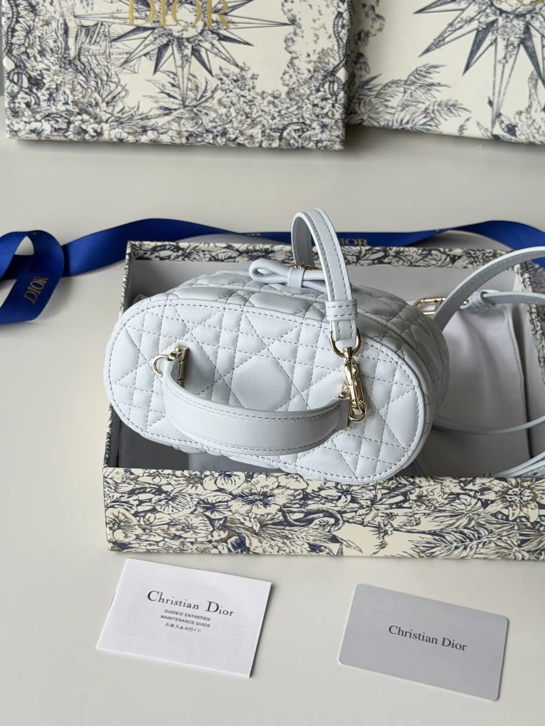 Dior 小號 藍色 皮革 手提包
