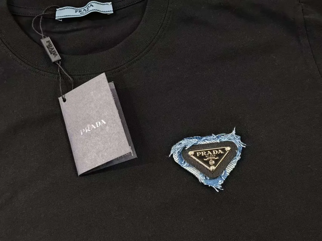 PRADA 棉质 牛仔 三角标 短袖T恤 休闲百搭款