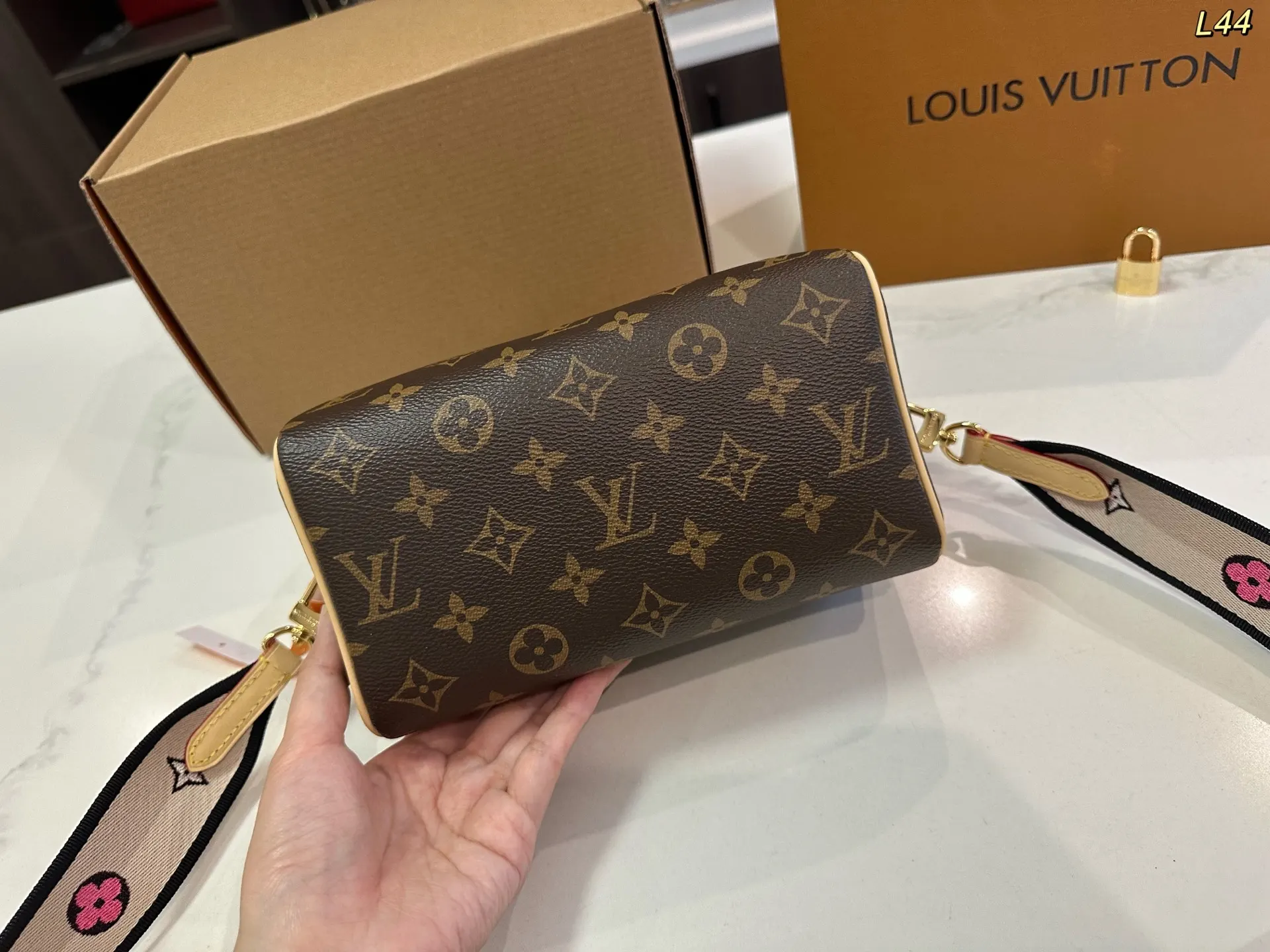 Louis Vuitton Gold Monogram Crossbody Bag Lightweight Leather