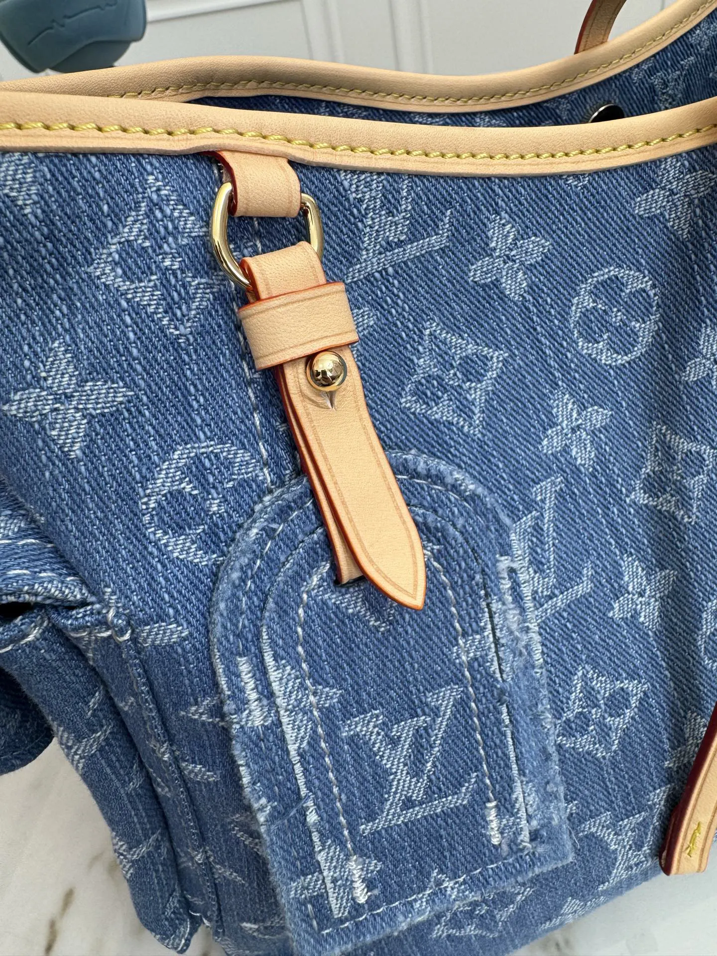 Louis Vuitton 藍色 皮革 手提包