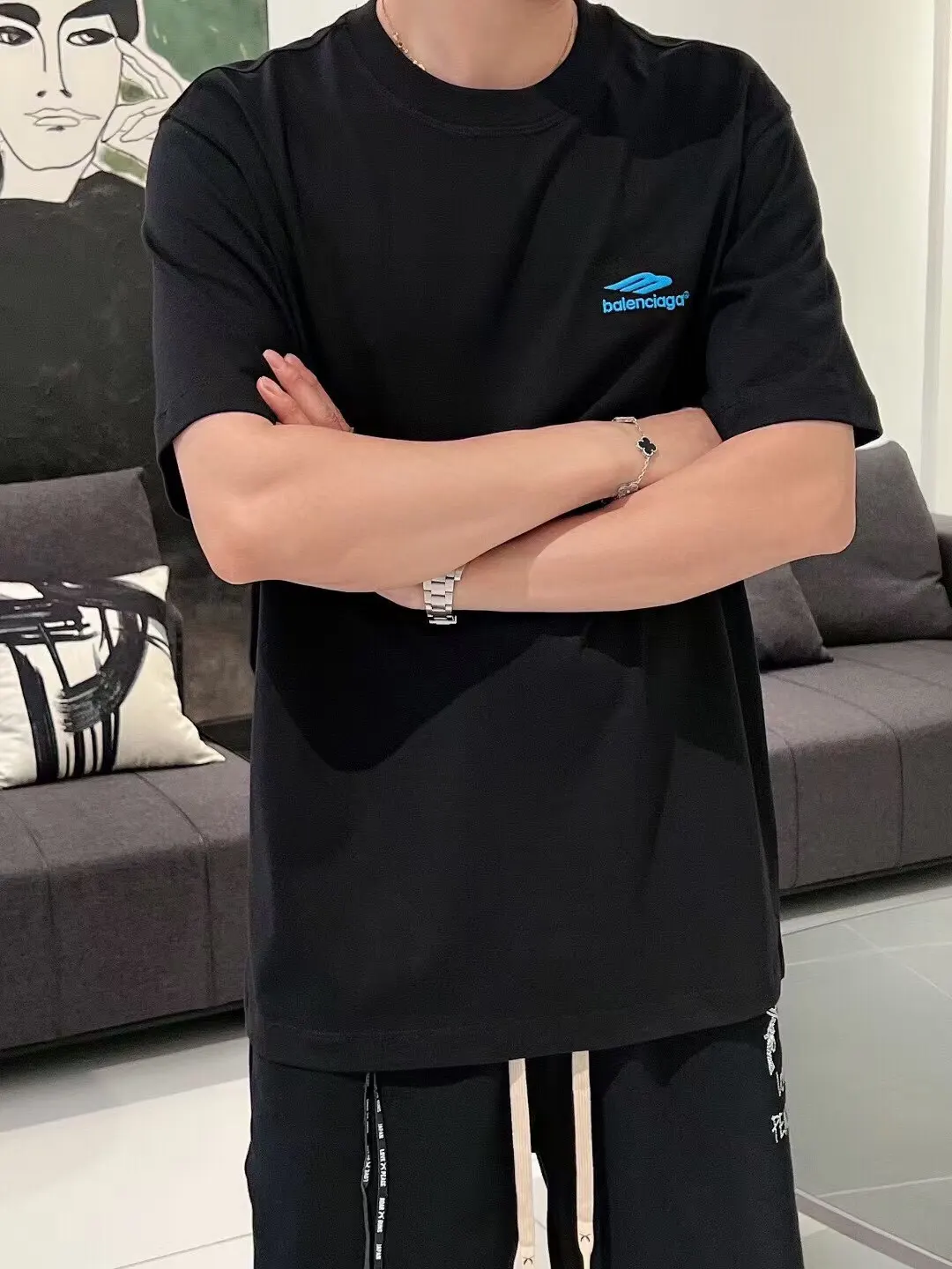Balenciaga Black Logo Short Sleeve T-Shirt Street Casual